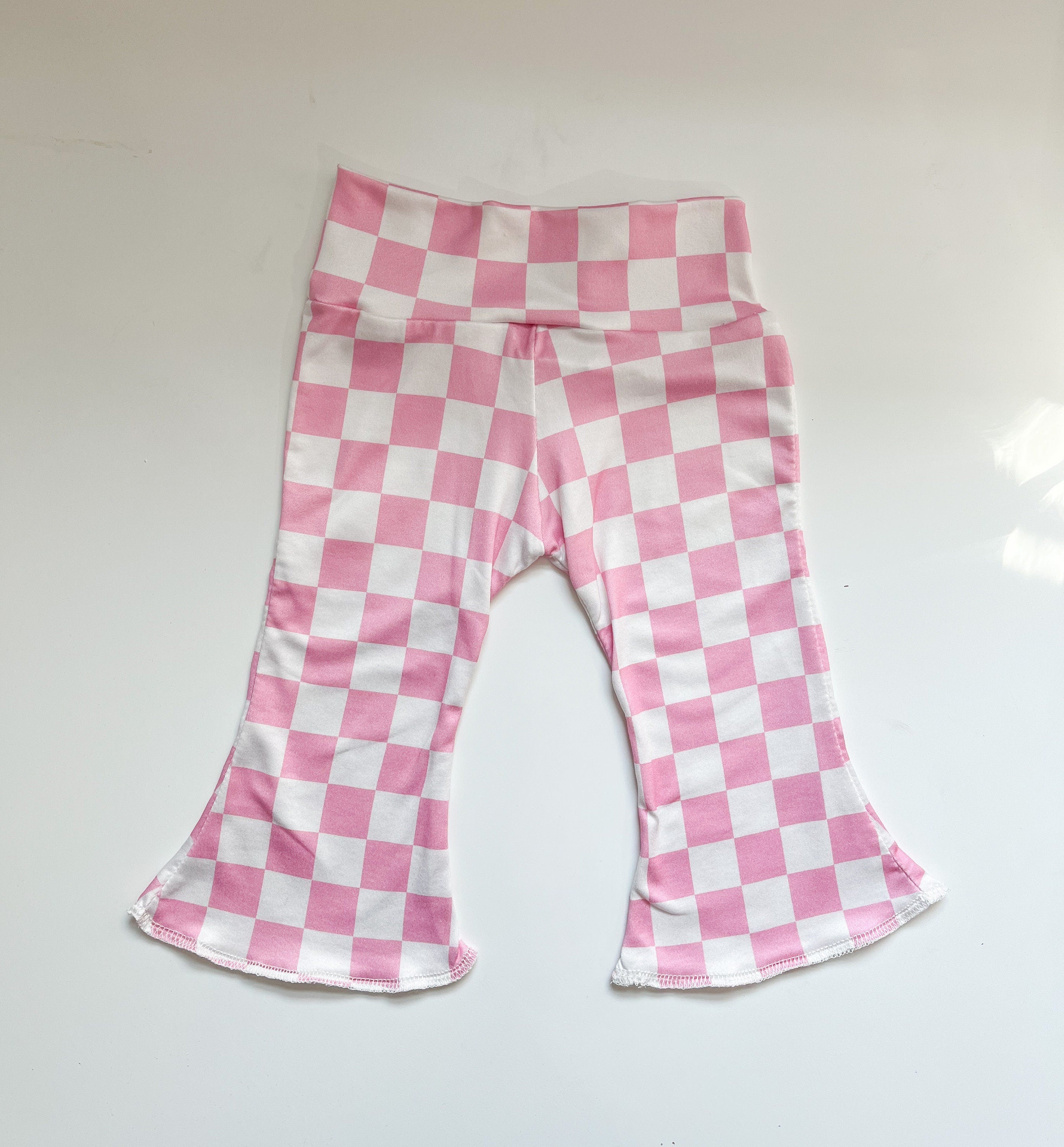 Pink Checker Daddy's Girl Baby Bell Bottom Outfit
