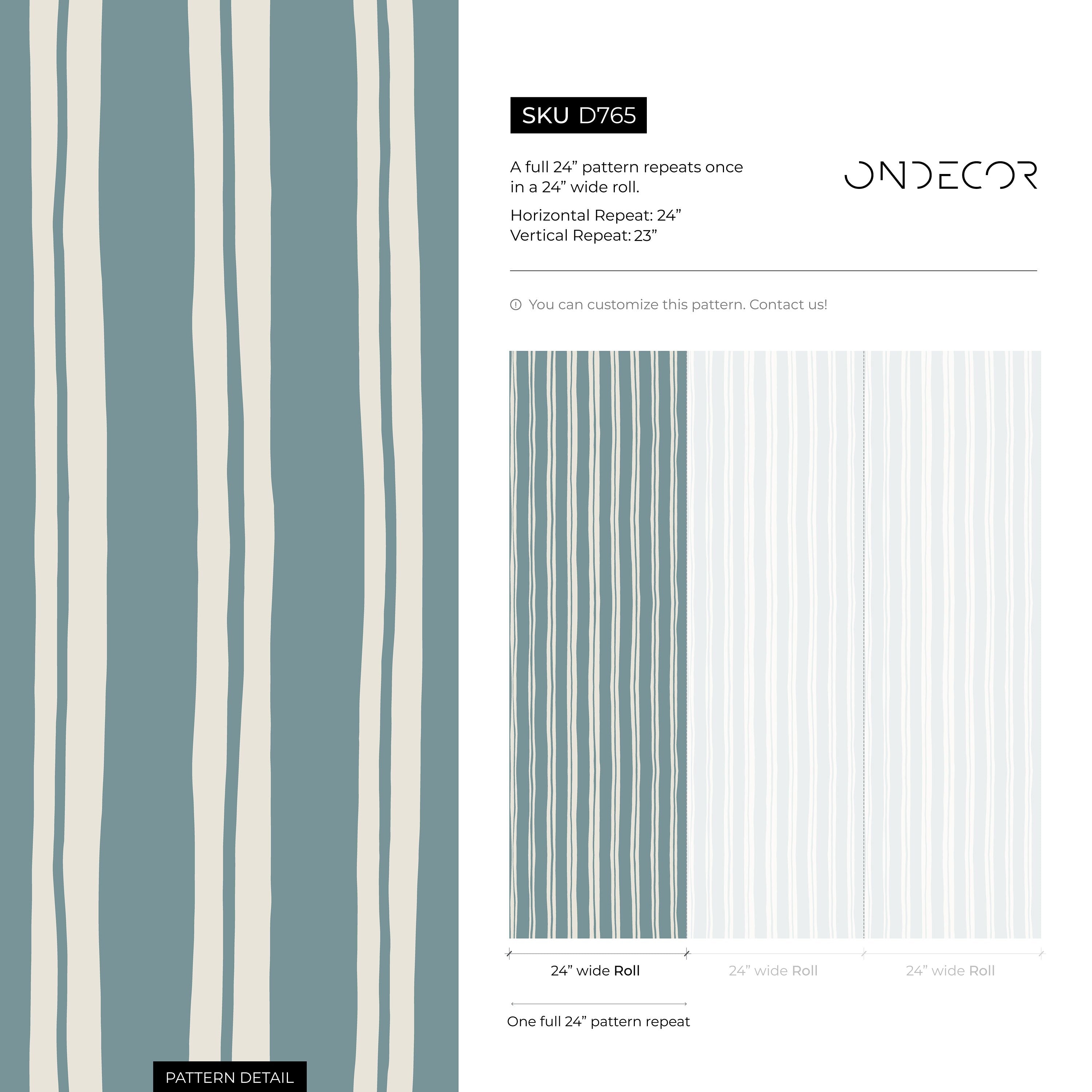 Striped Wallpaper With Organic Wavy Lines In Light Blue And Cream - D765