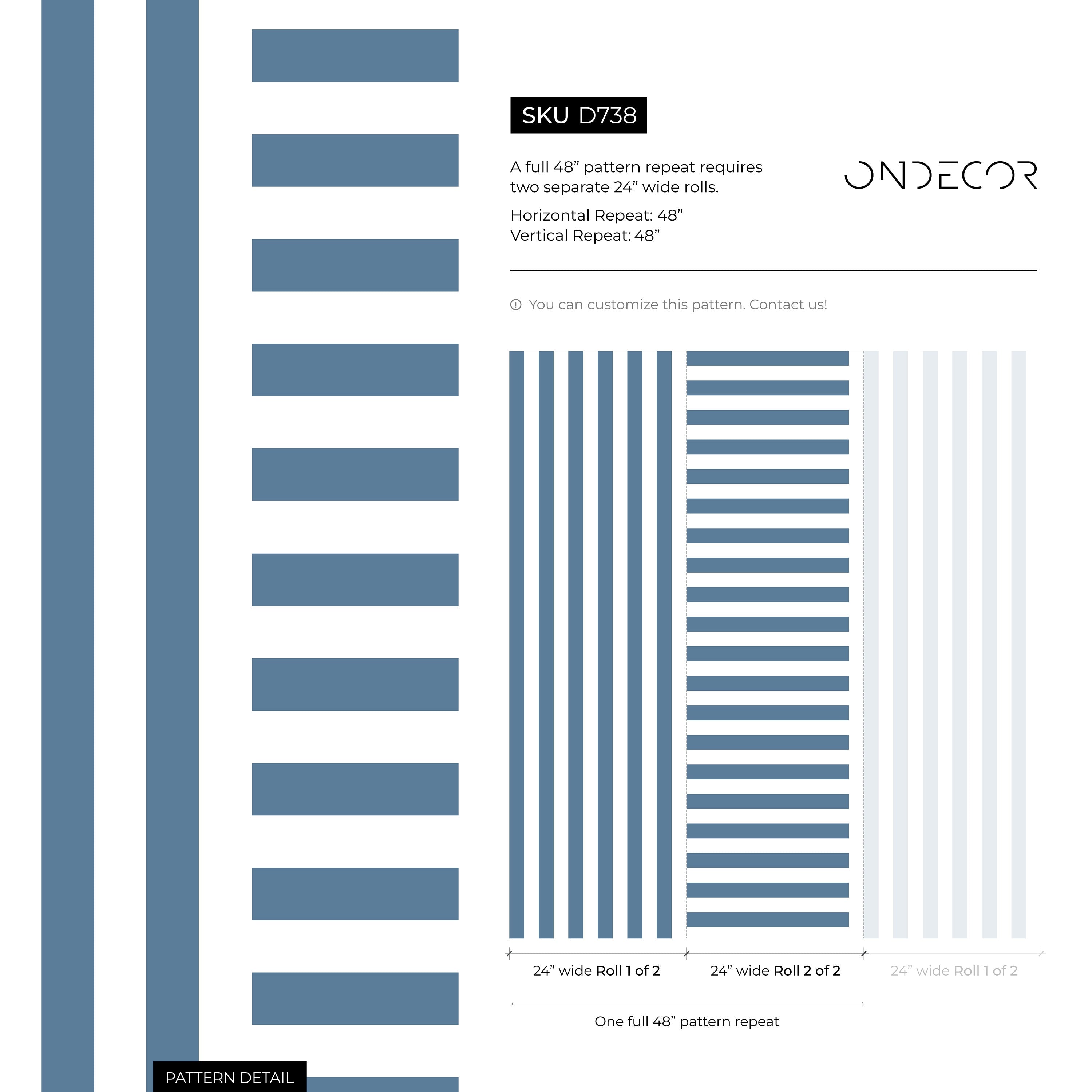 Geometric Wallpaper With Alternating Stripes In Blue And White - D738