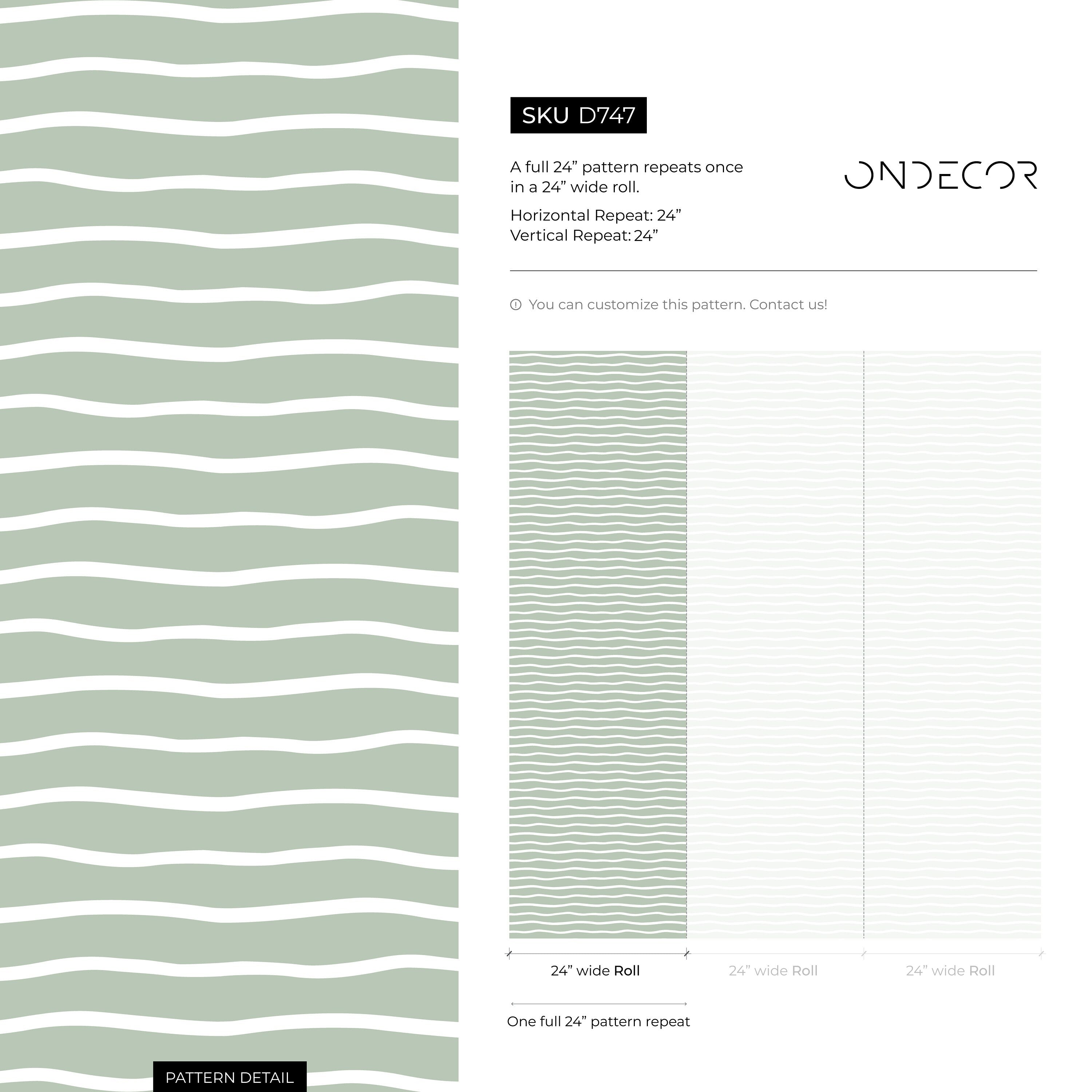 Abstract Wallpaper With Wavy Lines In Light Green And White - D747