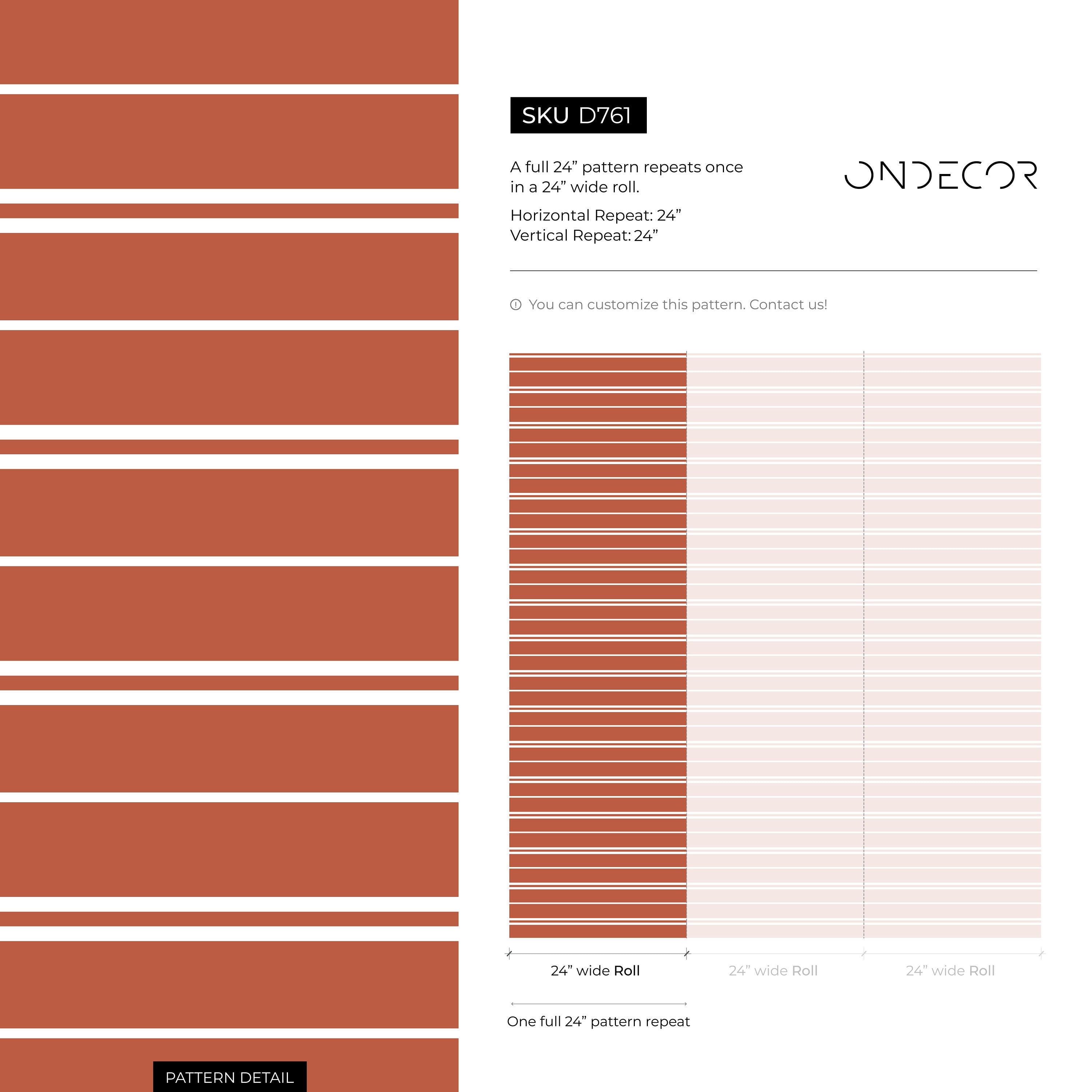 Striped Wallpaper Featuring Modern Pinstripes In Terracotta And White - D761