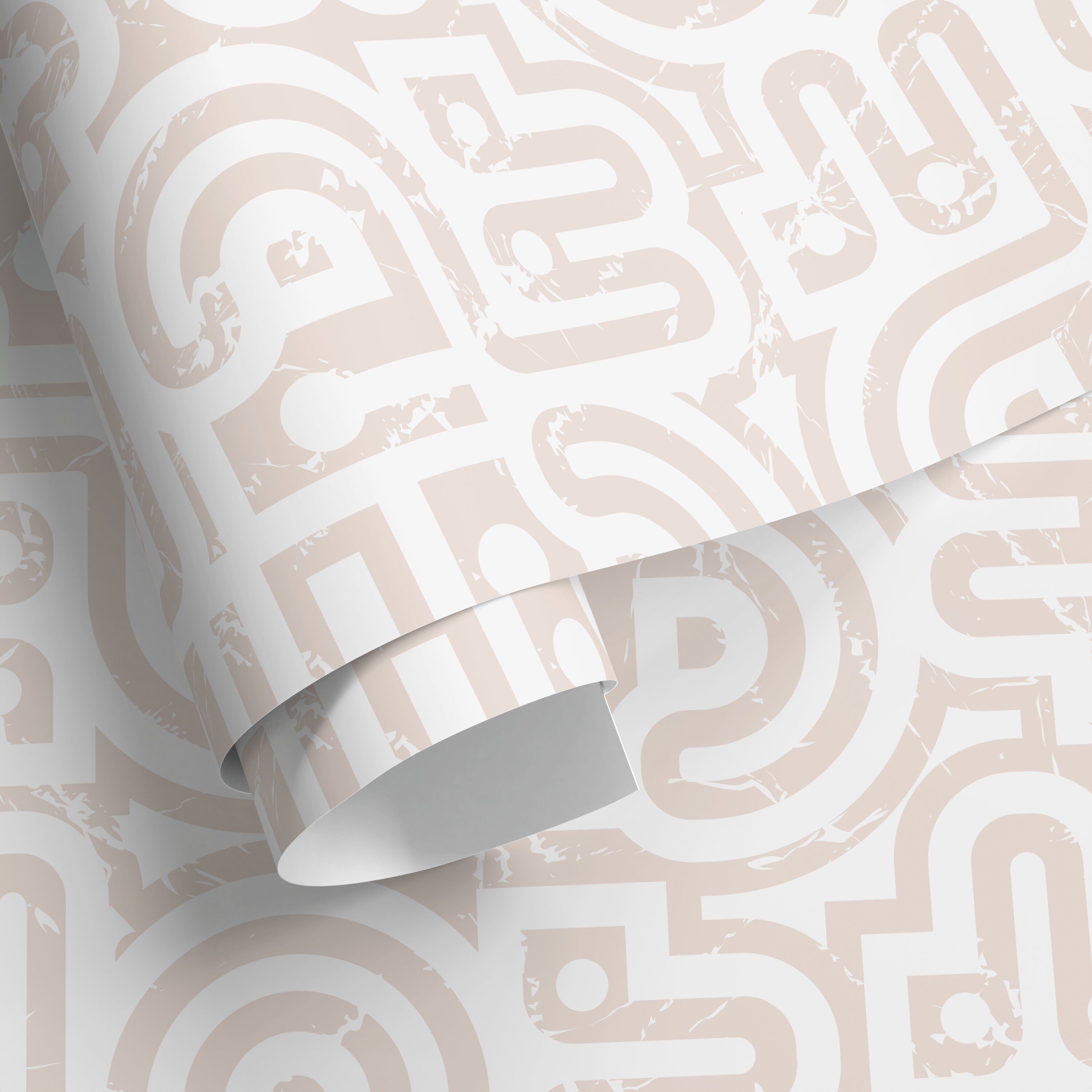 Geometric Wallpaper With A Distressed Abstract Motif In Beige - D944