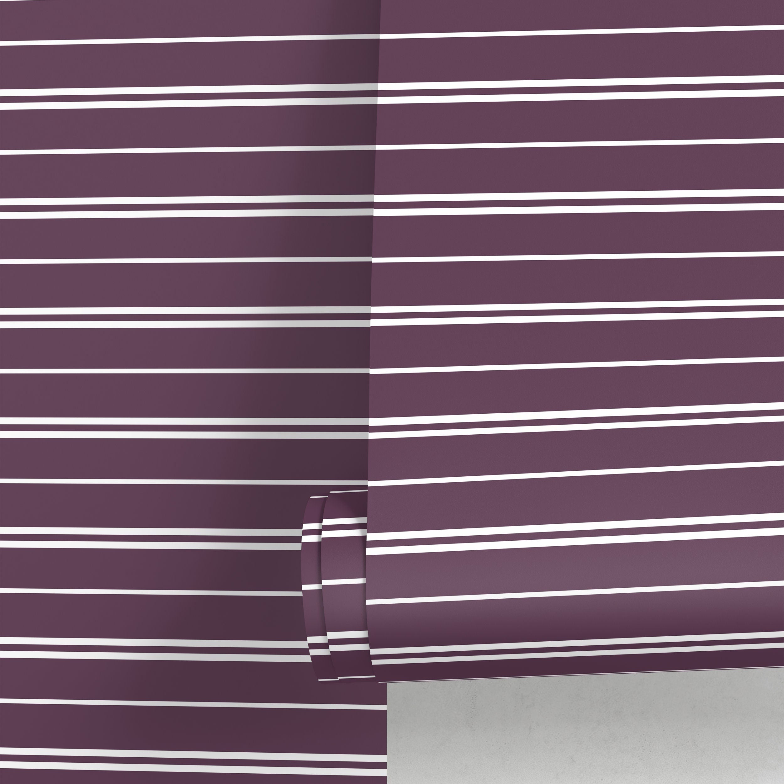 Striped Wallpaper With A Modern Horizontal Line Motif In Purple And White - D760