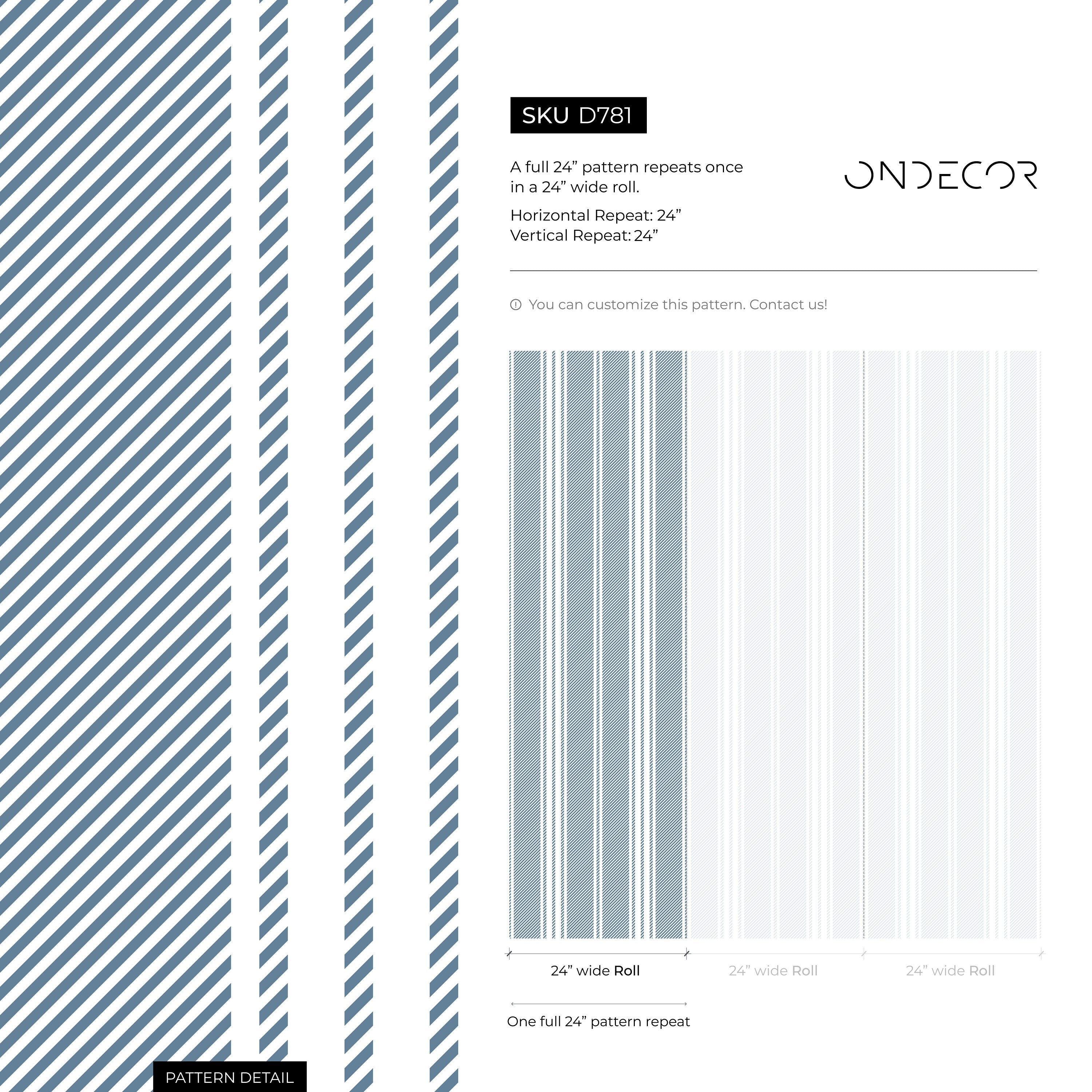 Striped Wallpaper Featuring Classic Ticking Stripes In Blue And White - D781