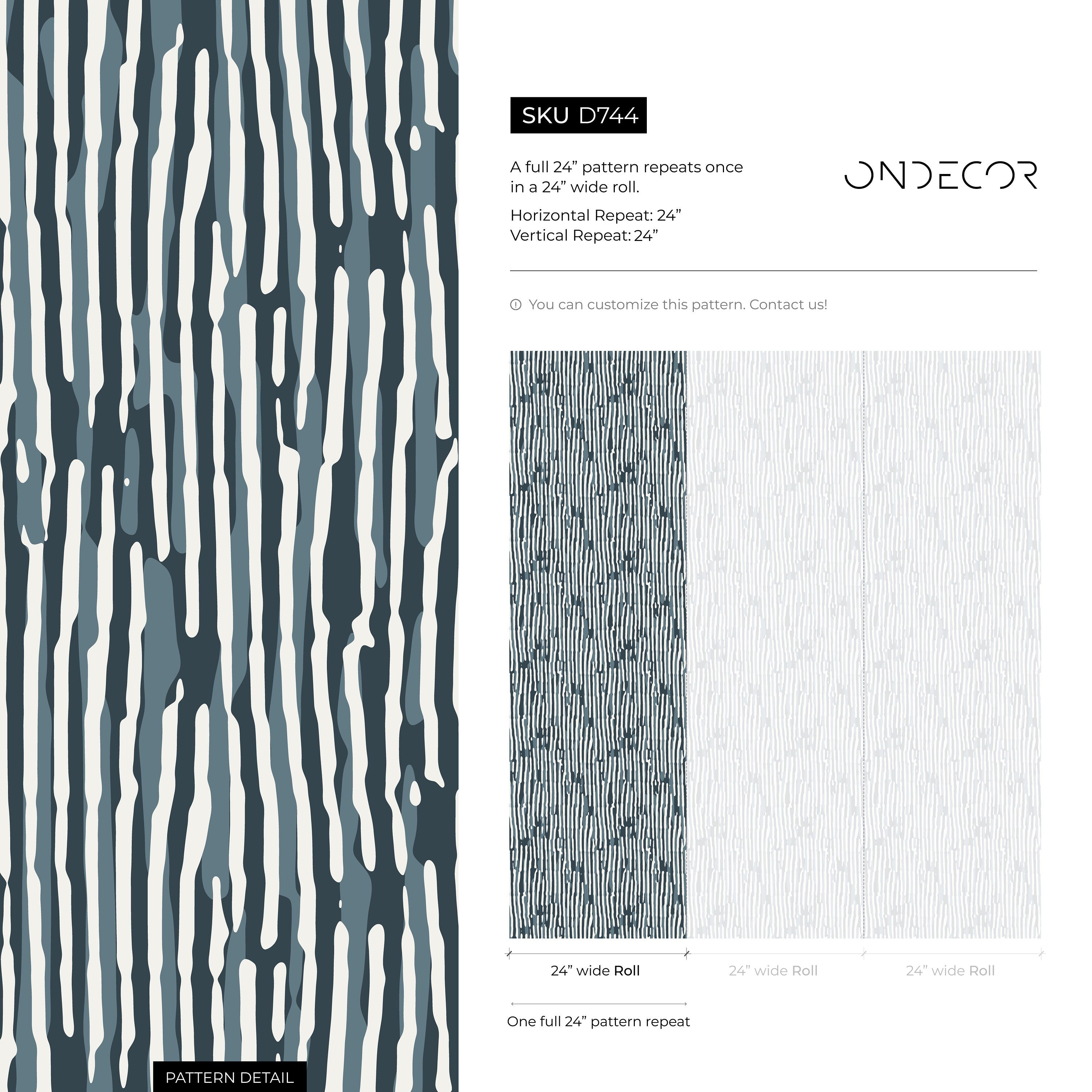 Abstract Wallpaper With An Organic Stripe Motif In Blue, Teal, And Cream - D744