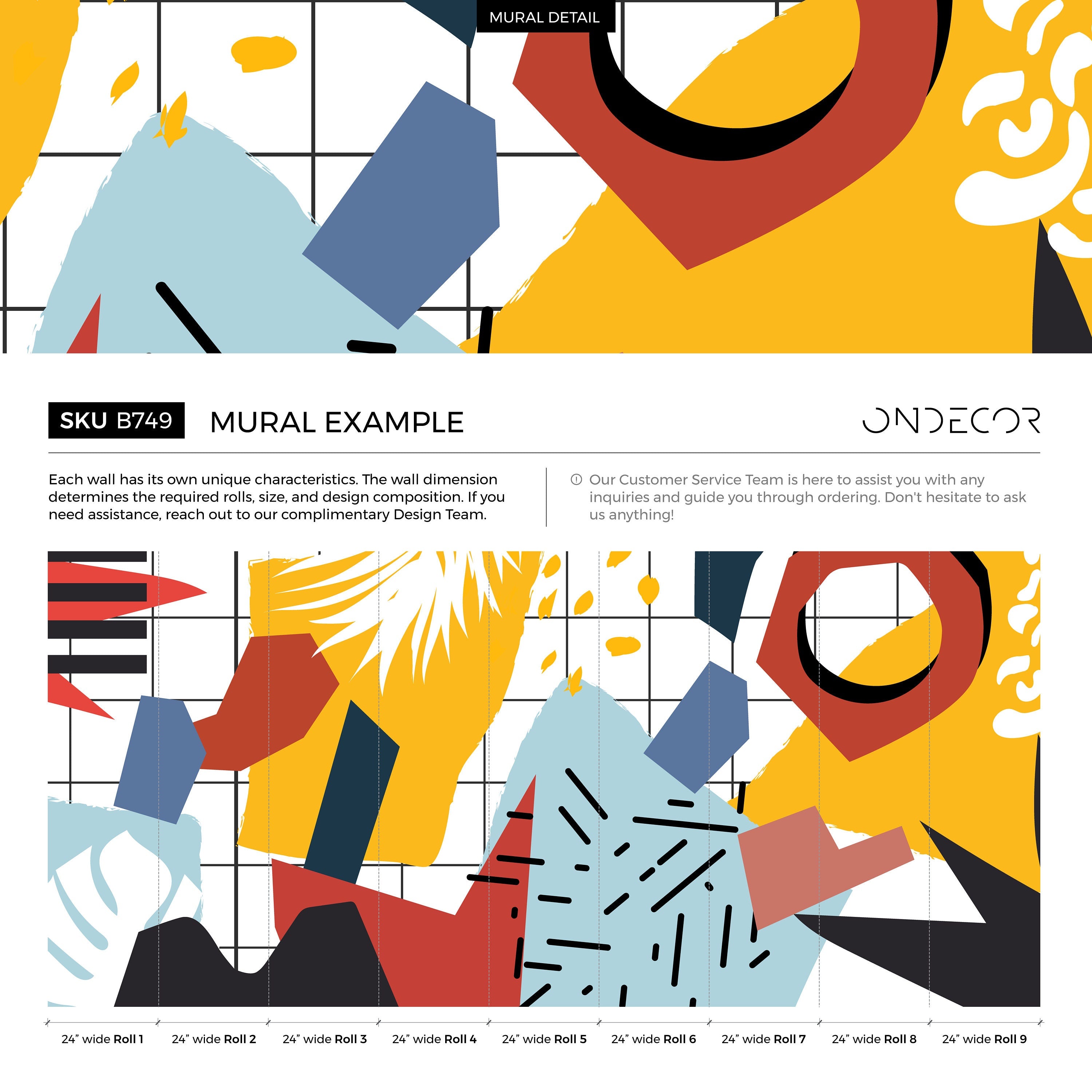 Abstract Wallpaper With Bold Geometric Shapes In Yellow, Blue, And Red - B749