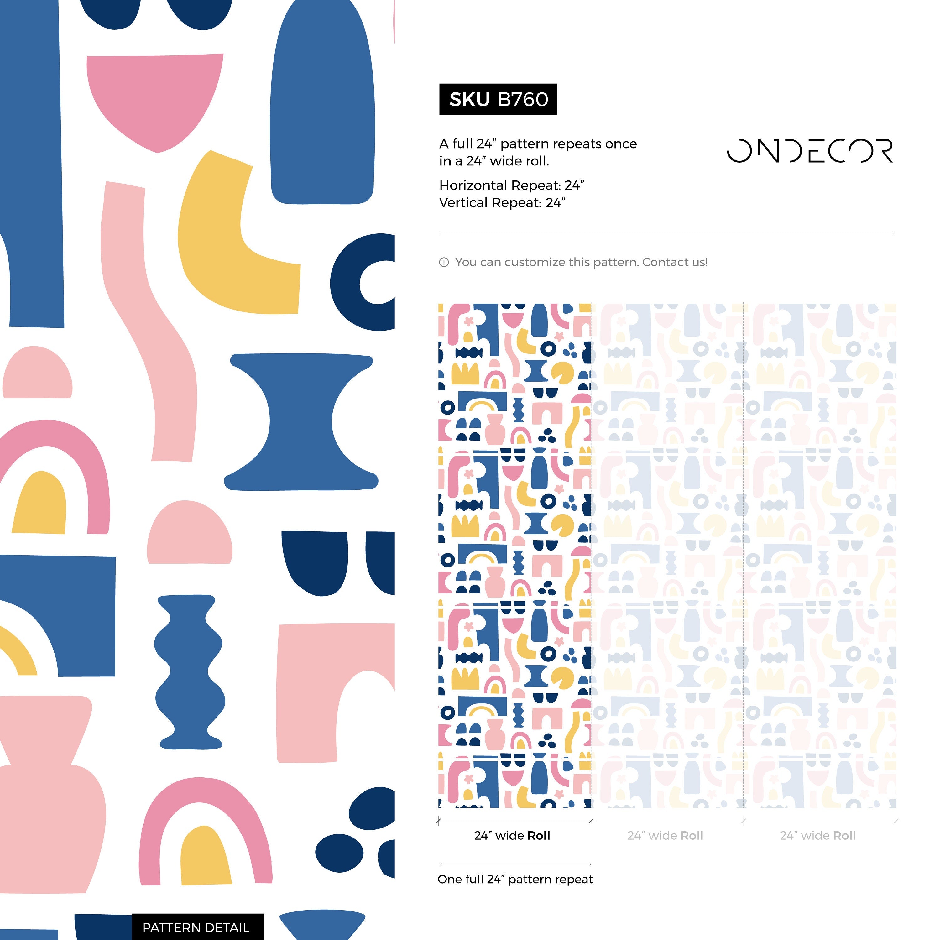 Abstract Wallpaper With Bold Cut-out Shapes In Blue, Pink, And Yellow - B760