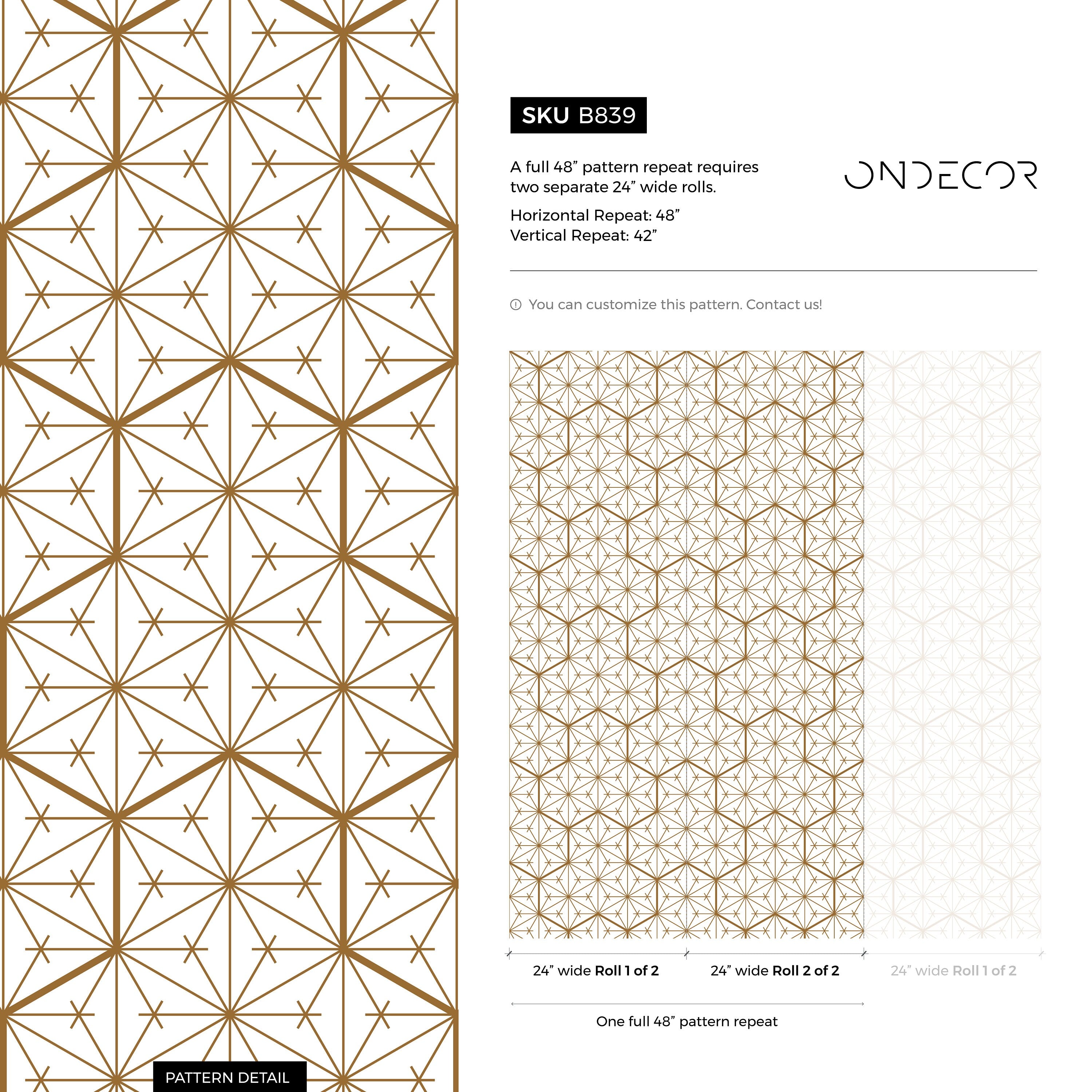Geometric Wallpaper With An Intersecting Lines Motif In Brown - B839