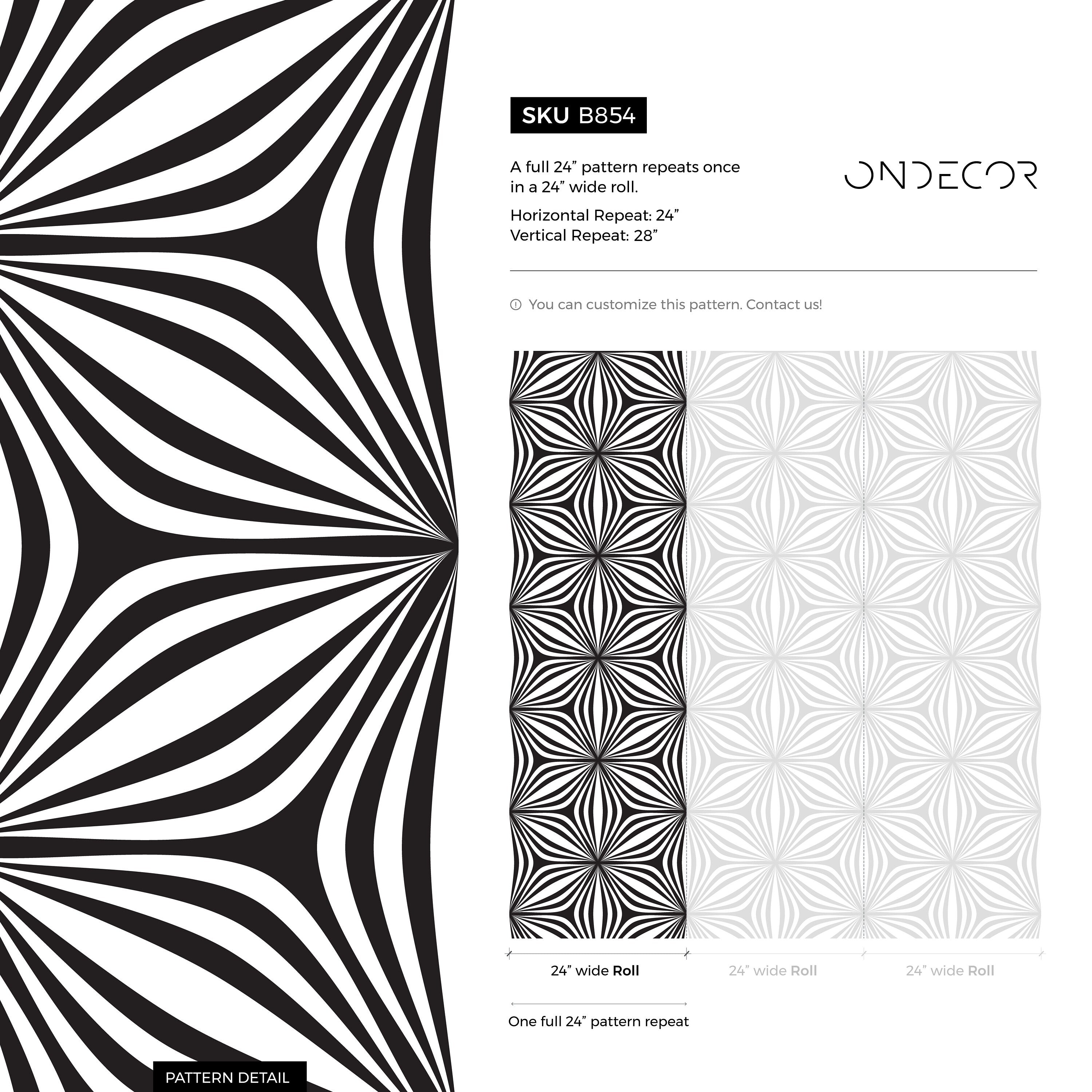 Geometric Wallpaper With A Wavy Optical Illusion In Black And White - B854