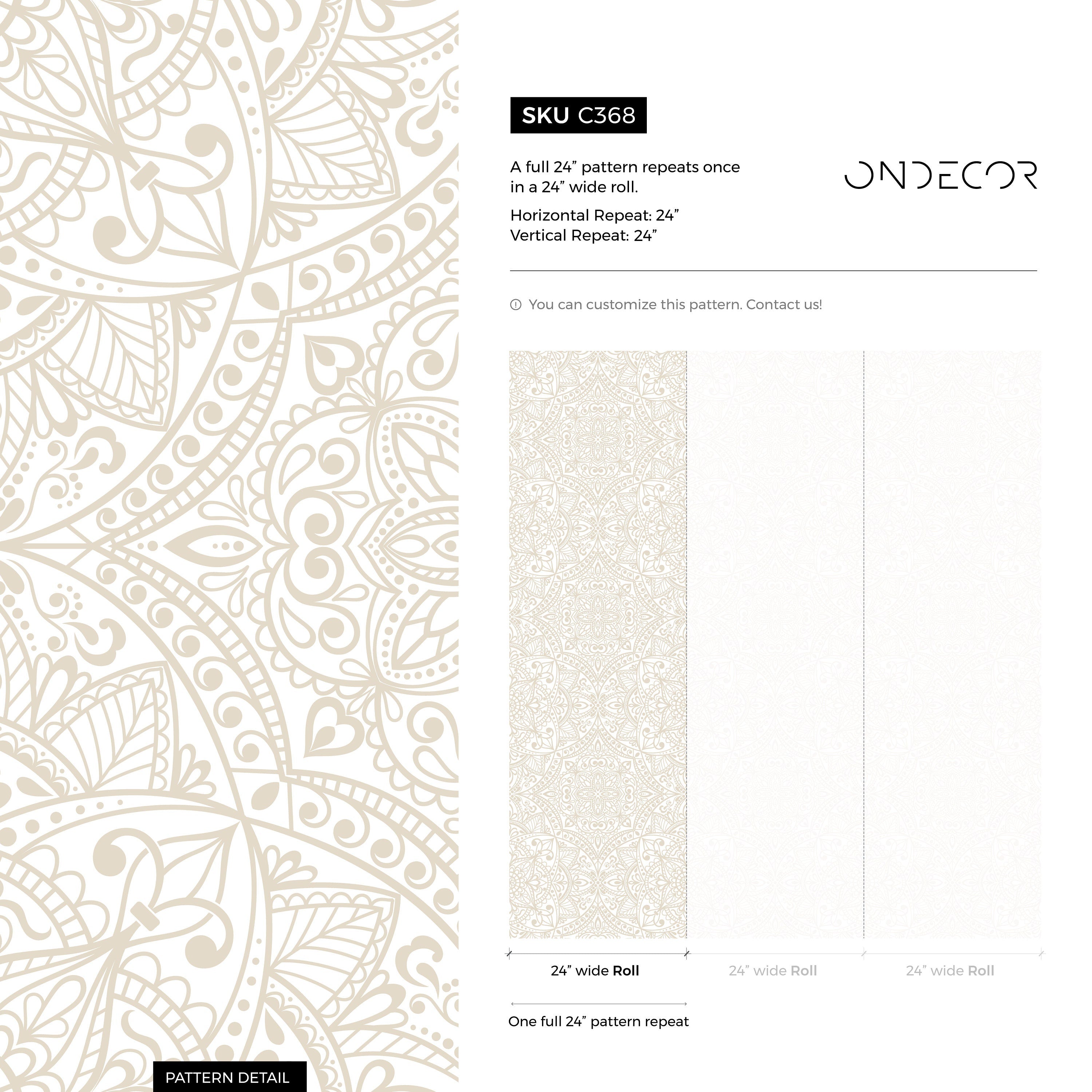 Mandala Wallpaper With An Intricate Arabian Motif In Beige - C368