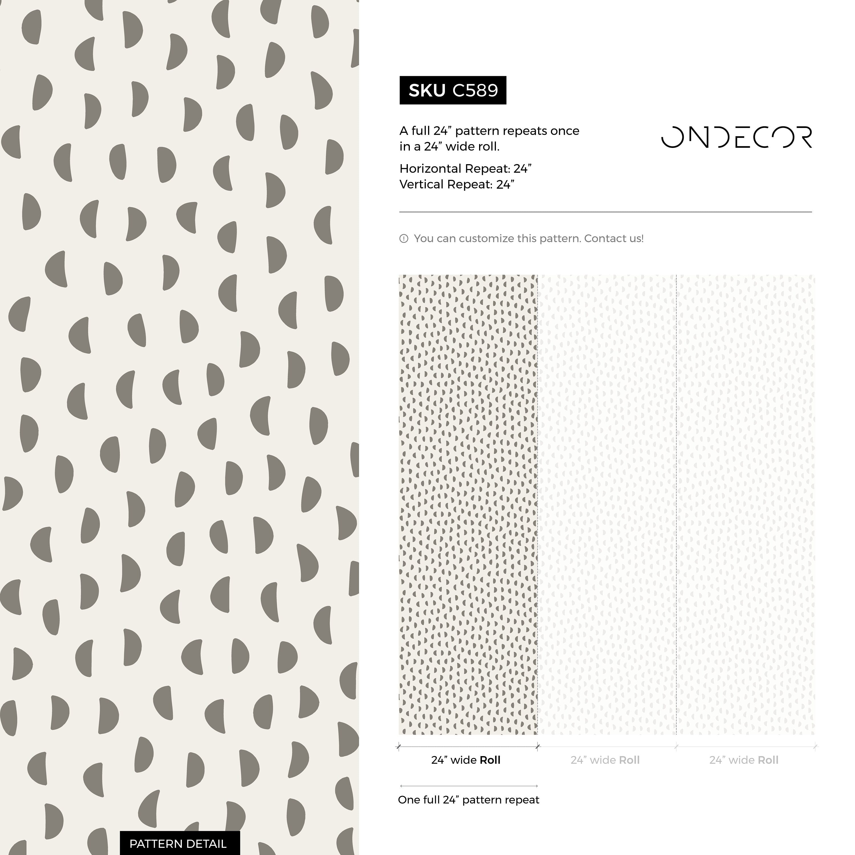 Geometric Wallpaper With A Repeating Semi-circle Motif In Beige And Gray - C589