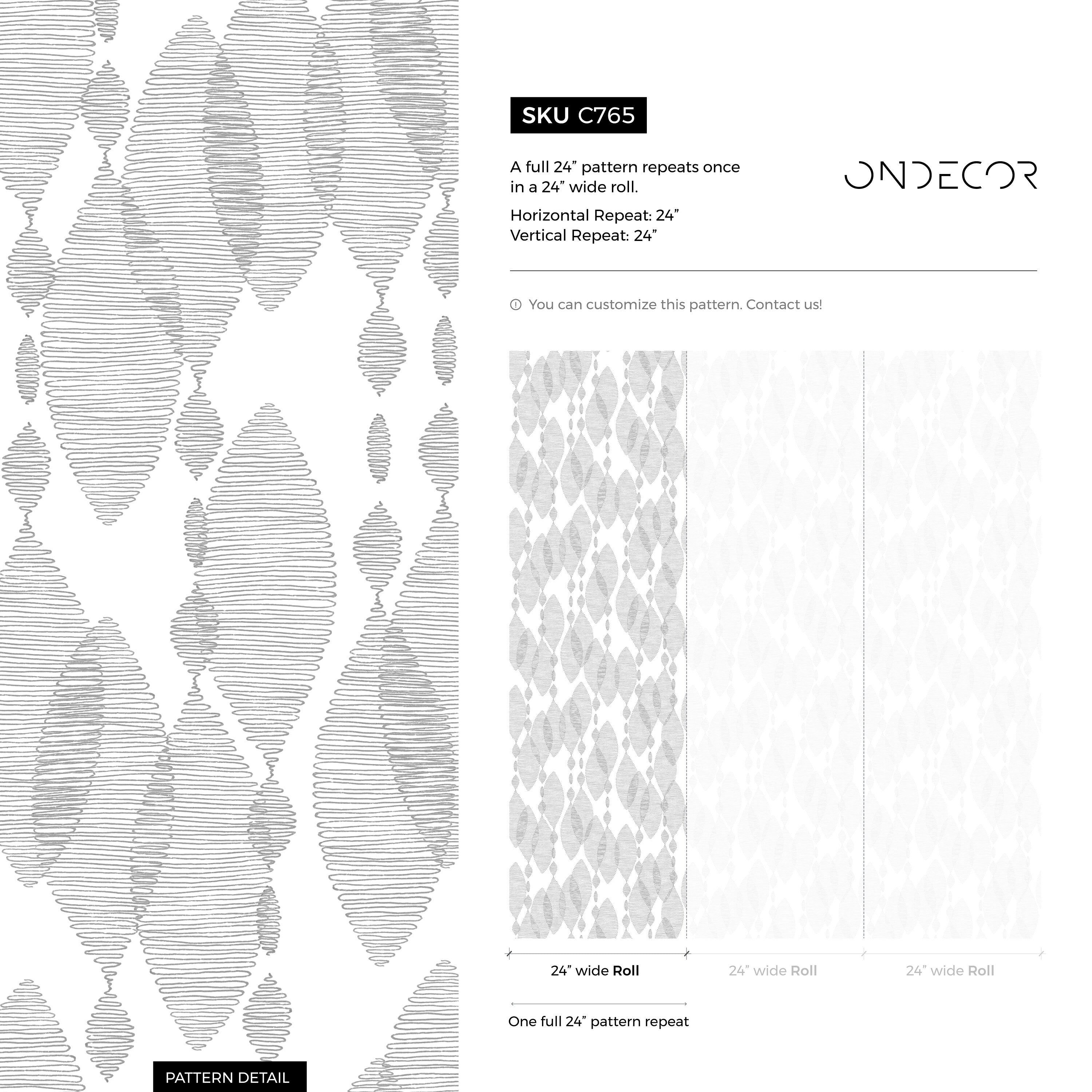 Abstract Wallpaper With Garlands Of Sketched Shapes In Gray And Black - C765