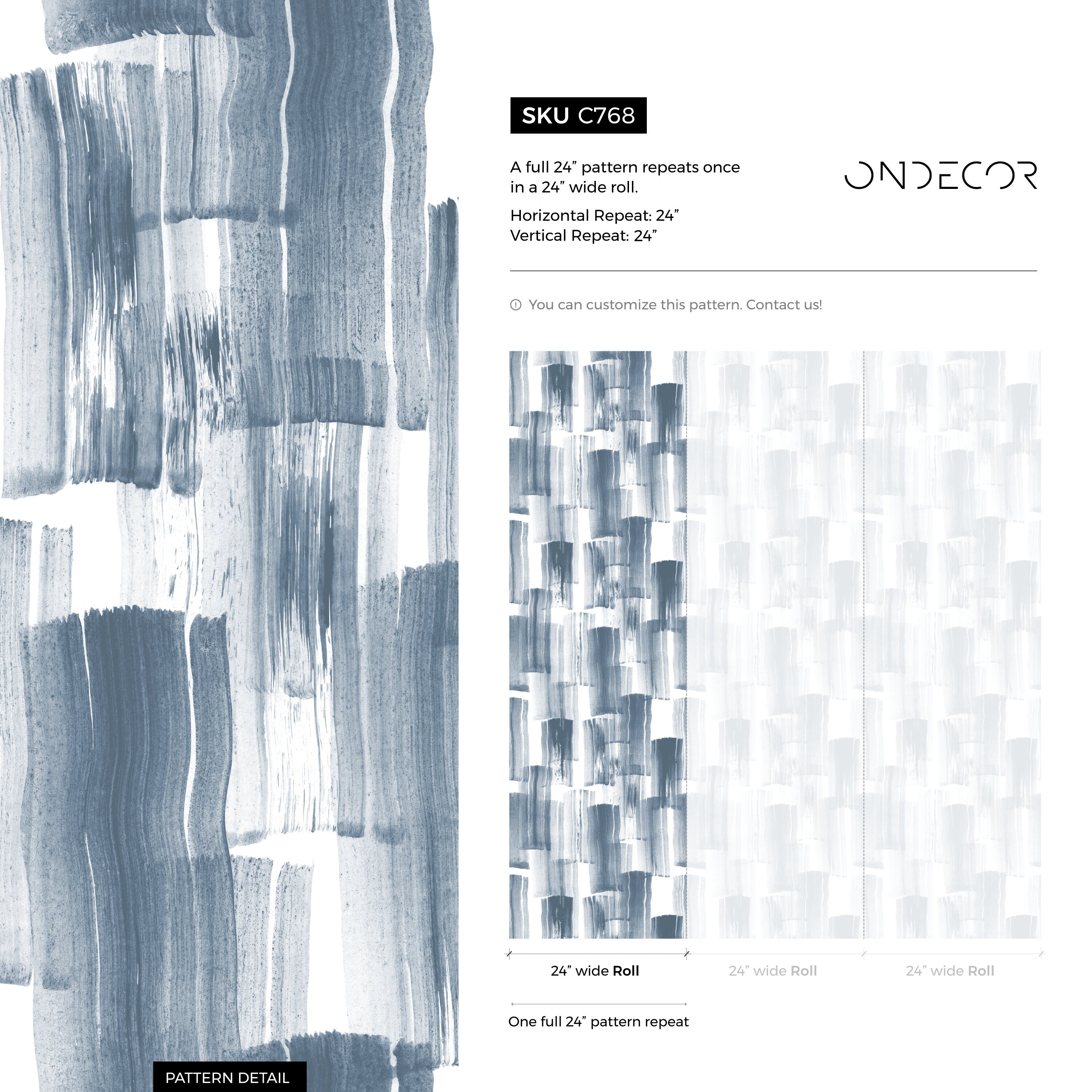 Brushstroke Wallpaper With A Layered Painterly Motif In Navy Blue - C768