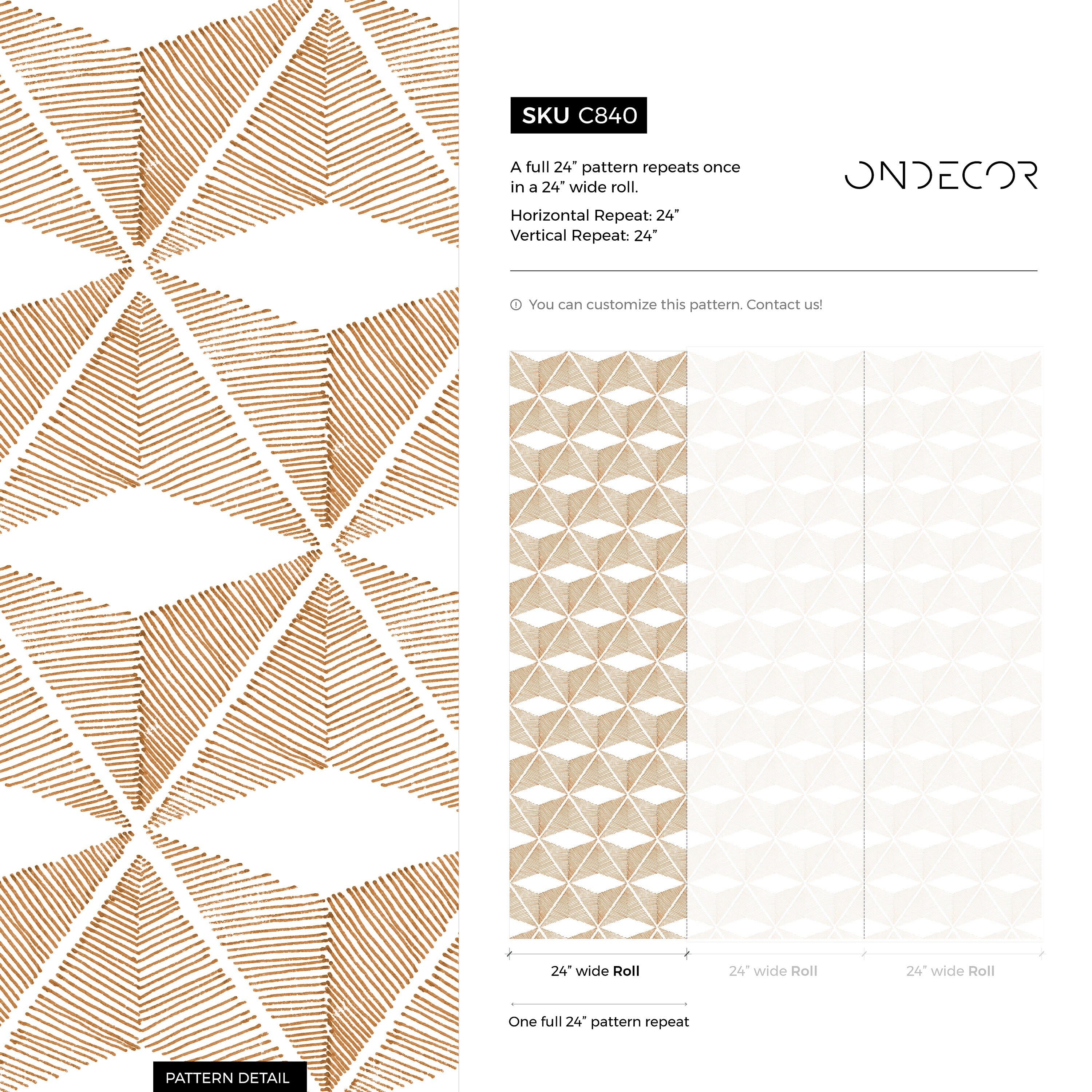 Geometric Wallpaper With A Hand-drawn Block Motif In Brown - C840