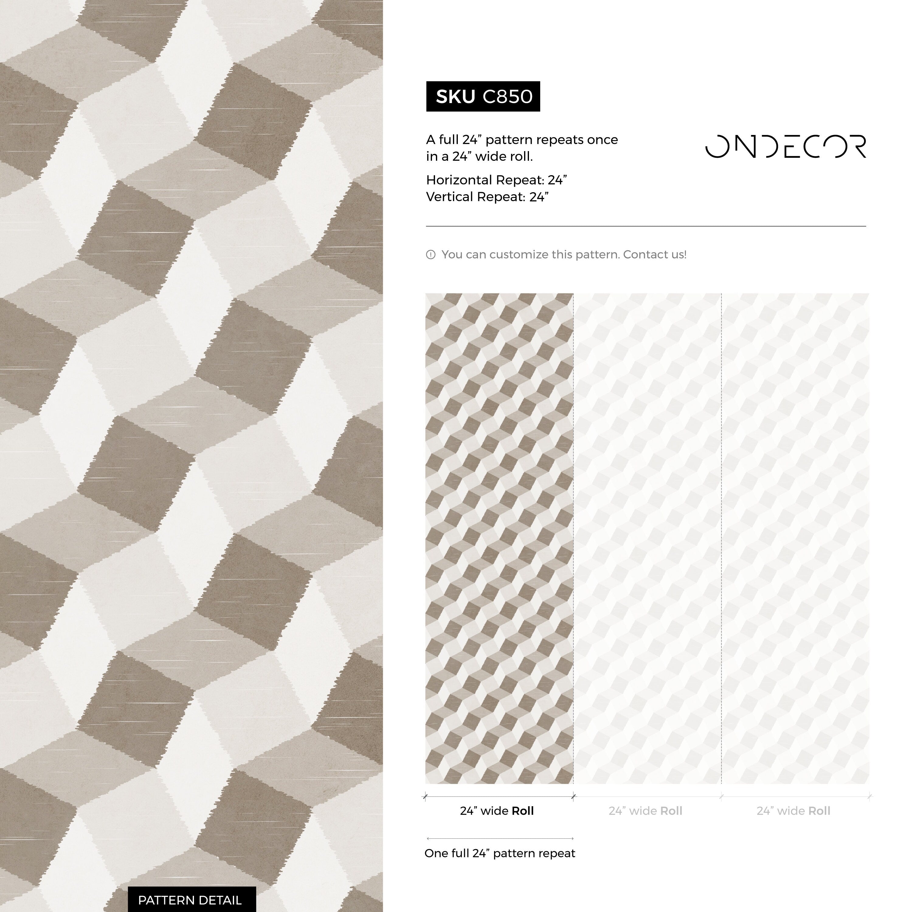 Geometric Wallpaper With A 3d Stepped Pattern In Beige And Taupe - C850