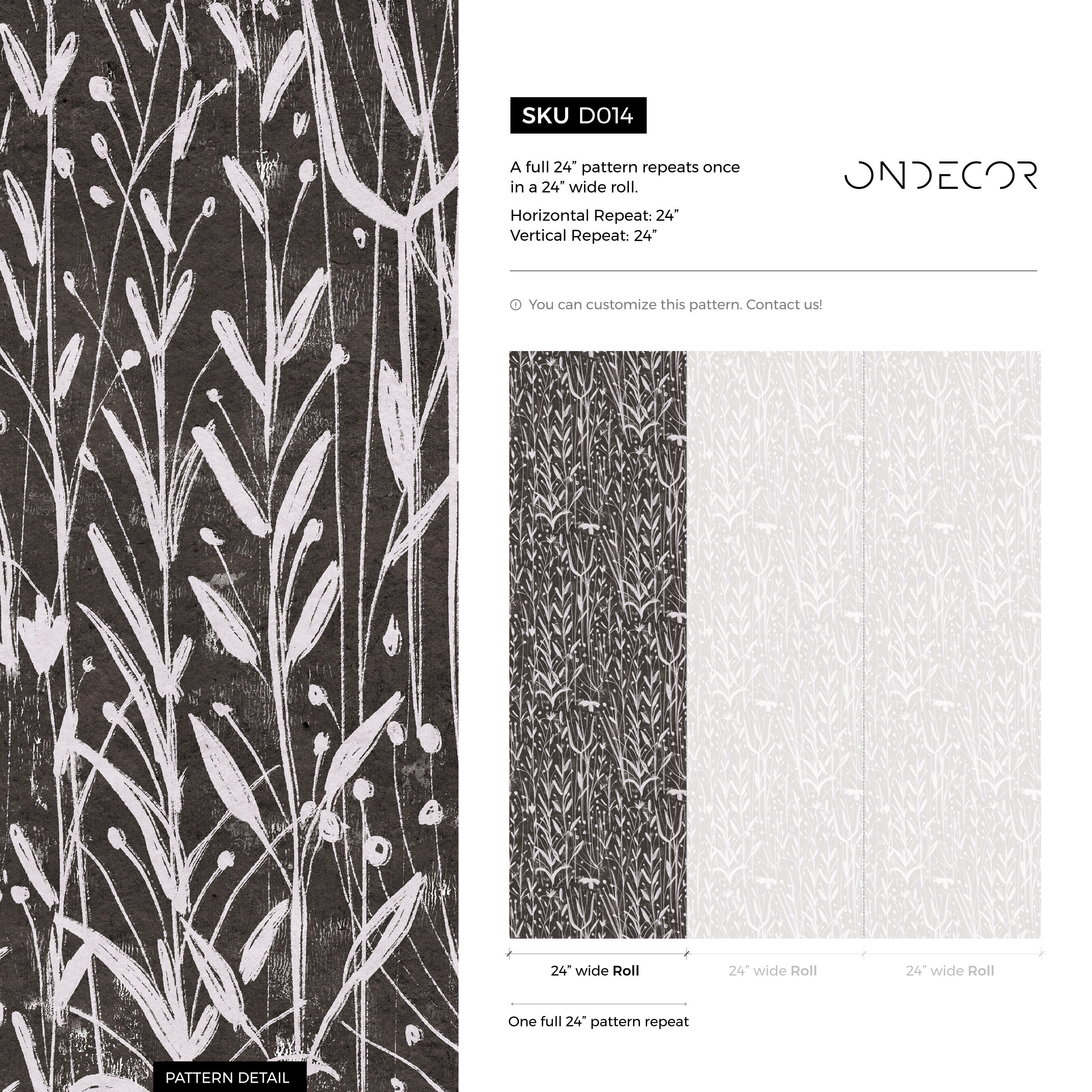 Boho Wallpaper With A Wildflower Sketch Motif In Charcoal And Off-white - D014