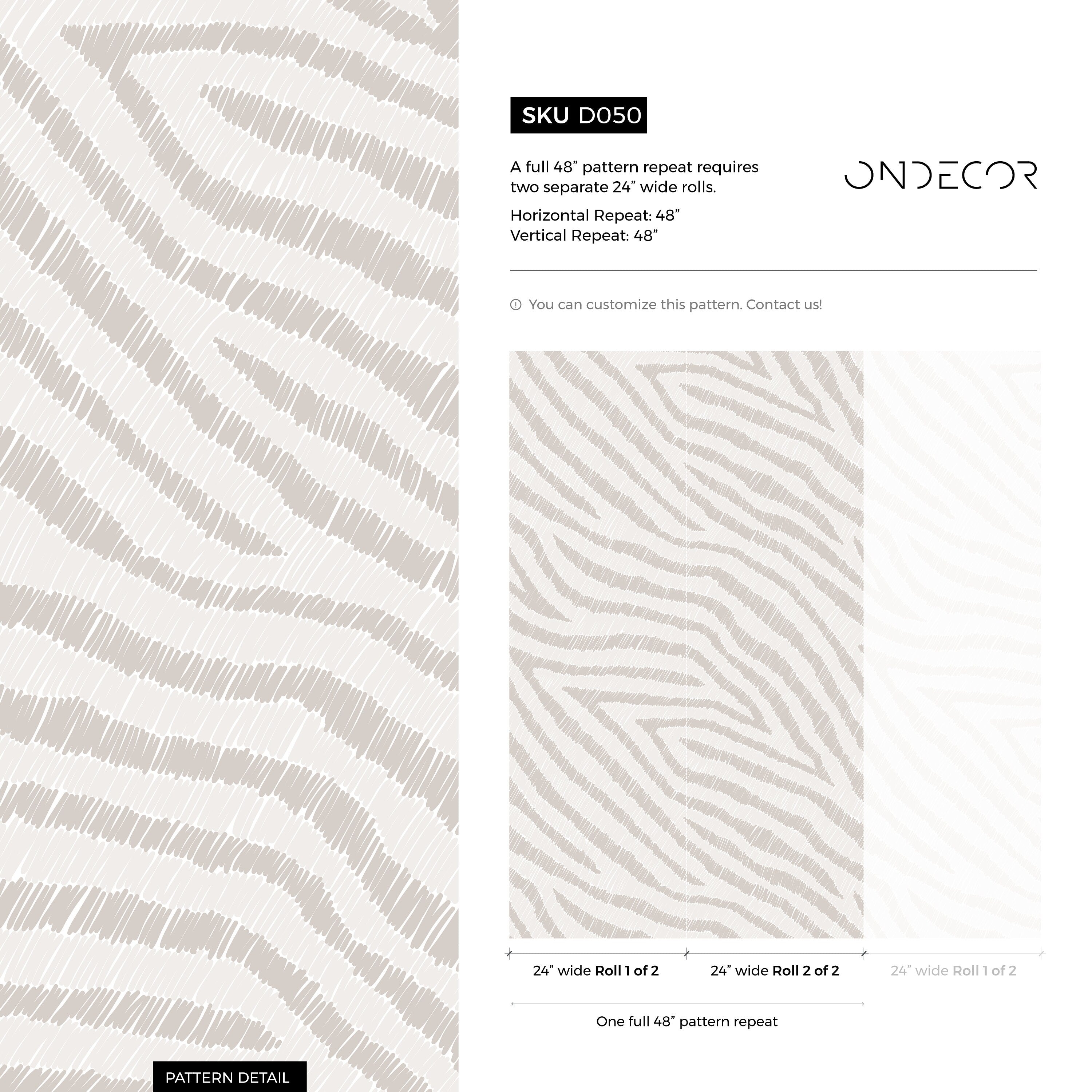Abstract Wallpaper With Sketched Wavy Lines In Beige And Cream - D050