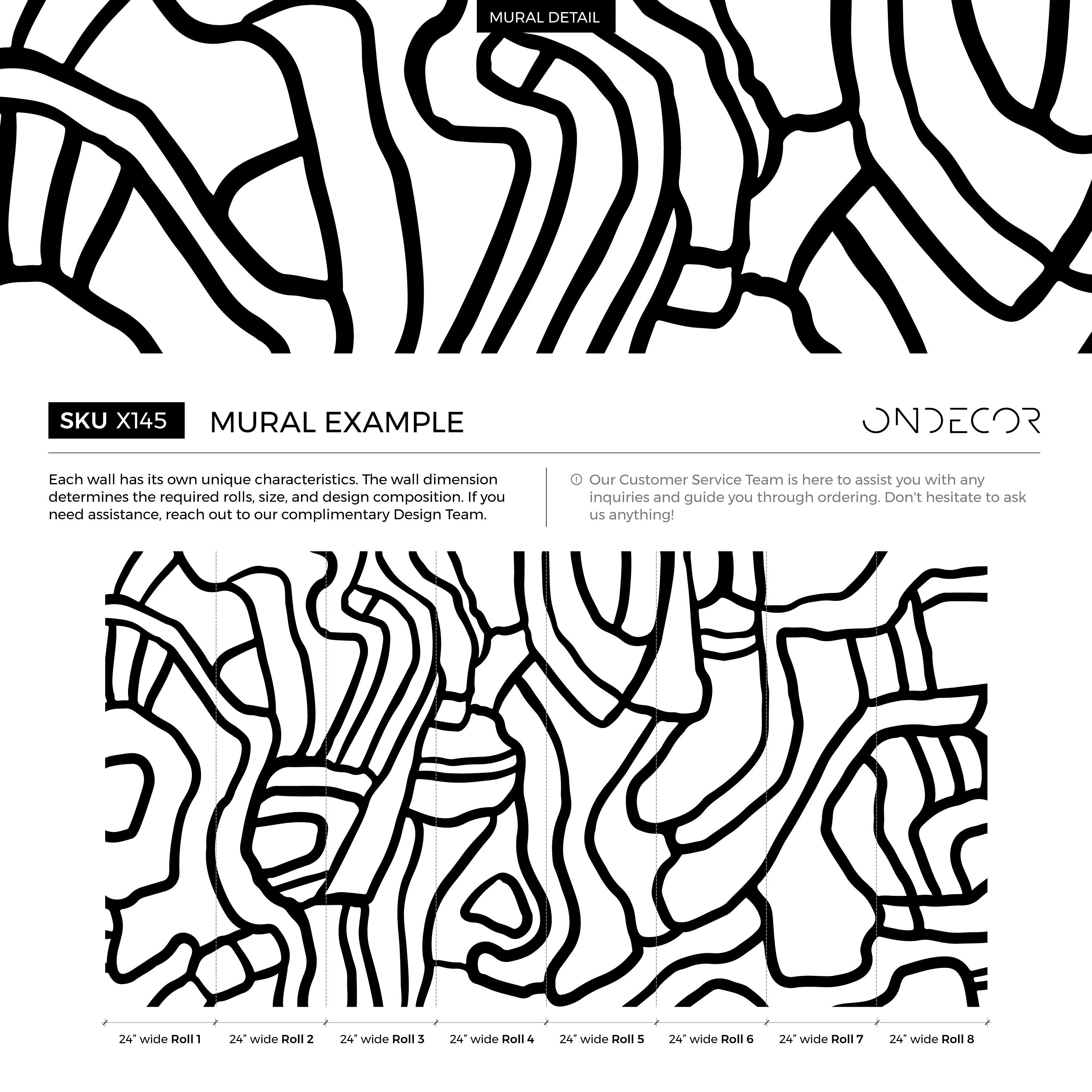 Abstract Wallpaper With Bold Flowing Lines In Black And White - X145