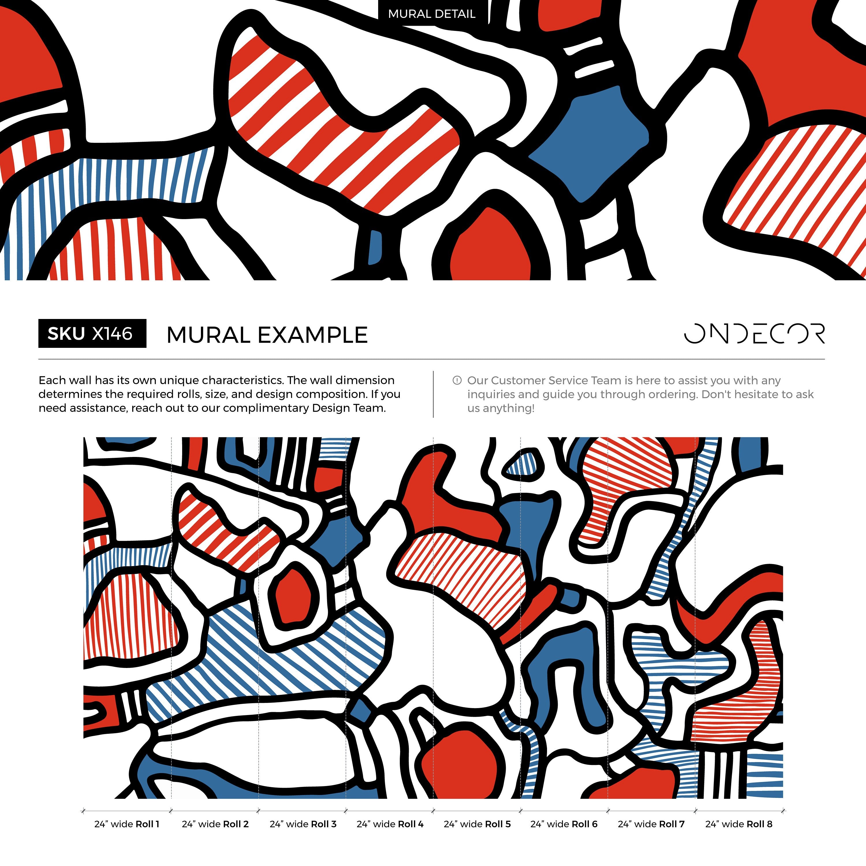 Abstract Wallpaper With Bold Graphic Shapes In Red, Blue, And Black - X146