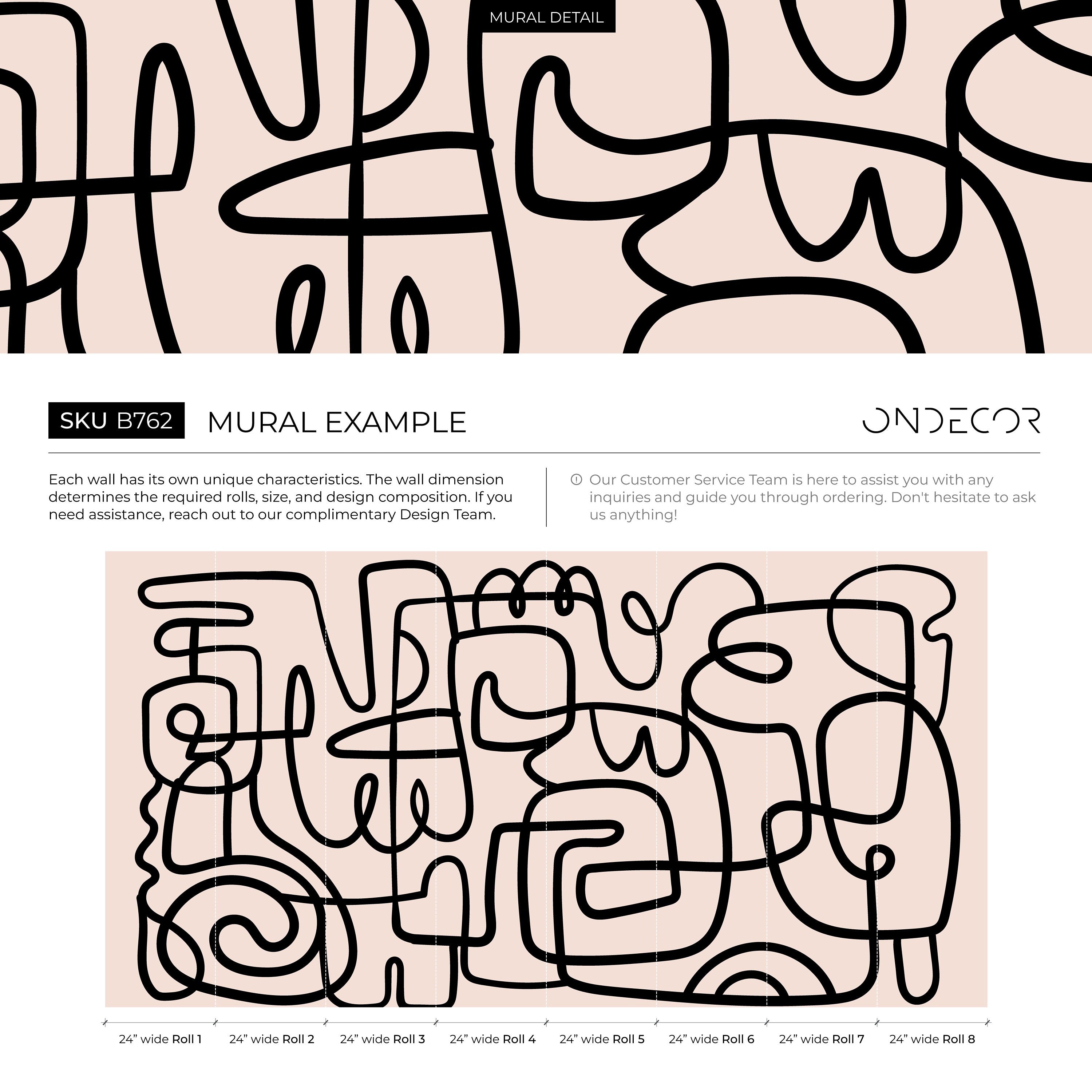 Abstract Wallpaper With A Bold Continuous Line Motif In Black And Beige - B762