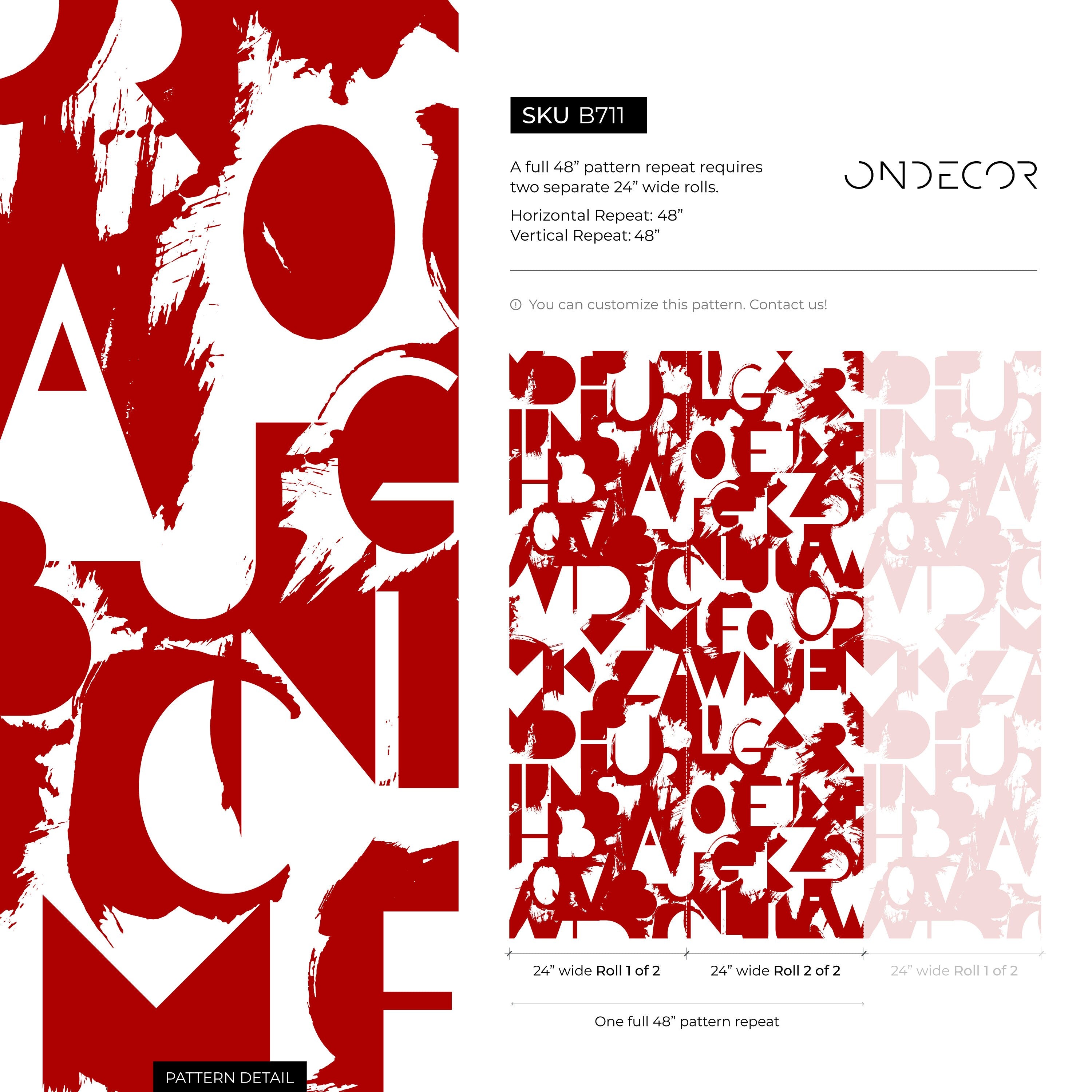 Typography Wallpaper With A Bold Deconstructed Letter Motif In Red - B711