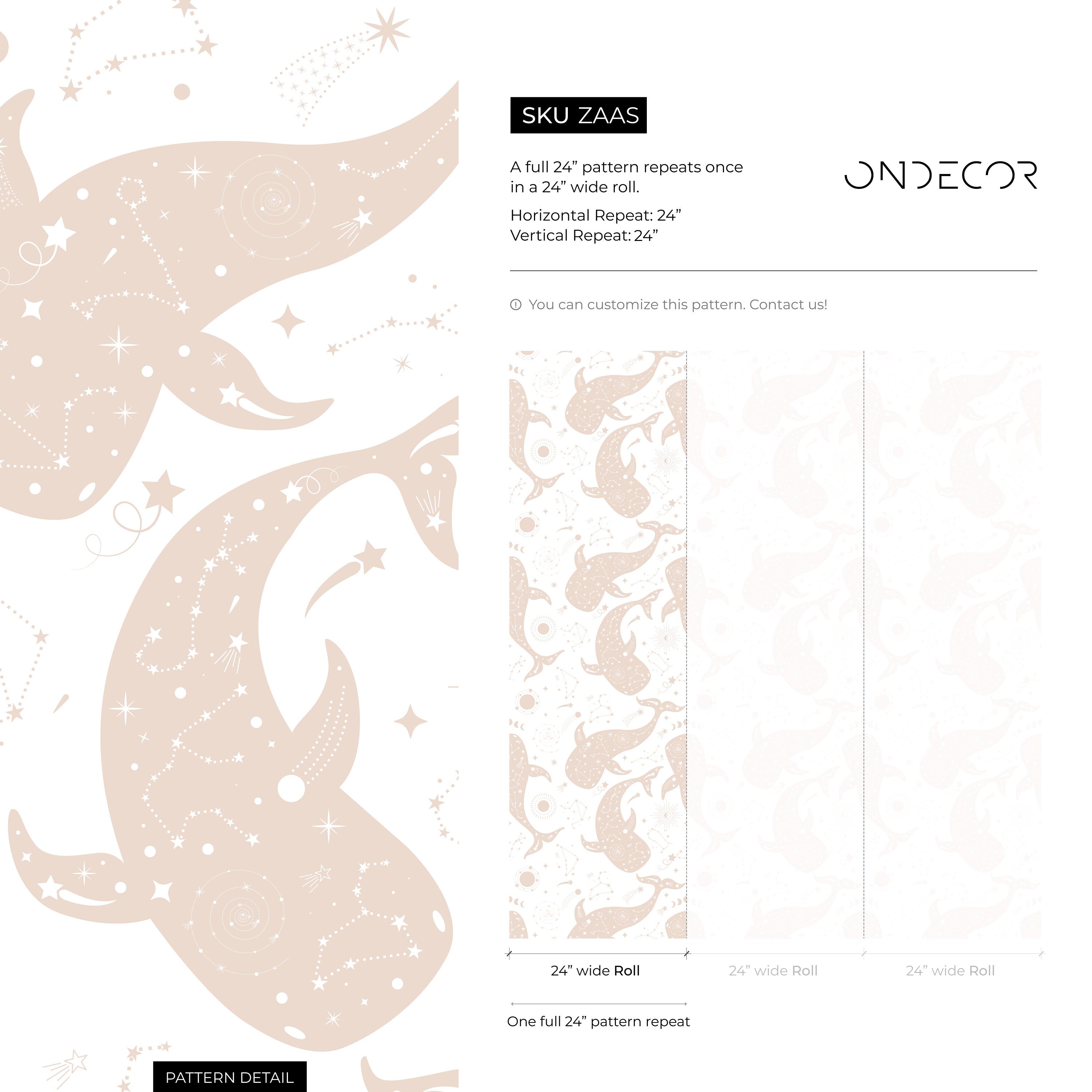Celestial Wallpaper With Cosmic Whales And Constellations In Beige - Zaas
