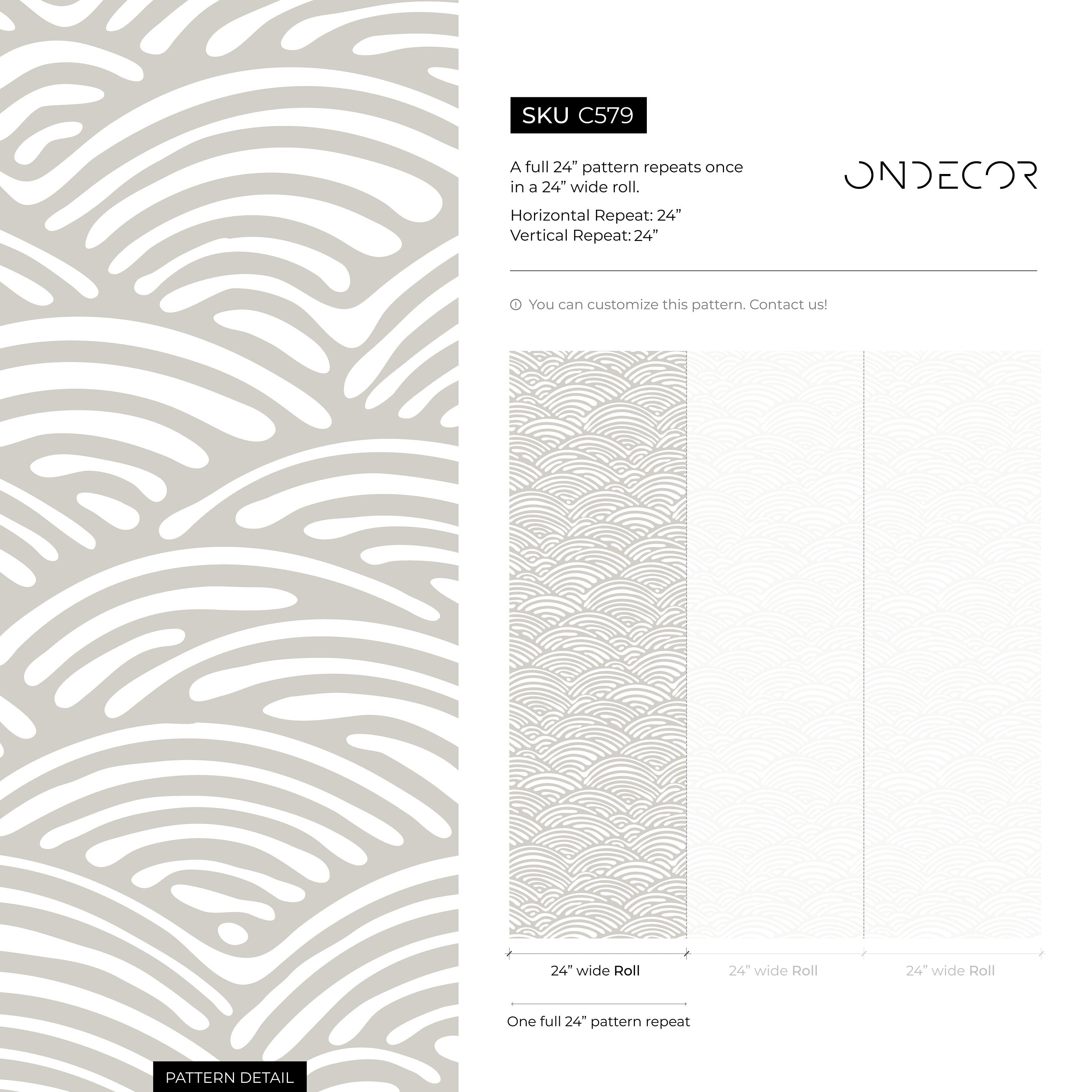 Boho Wallpaper With A Scalloped Shell Pattern In Beige And White - C579