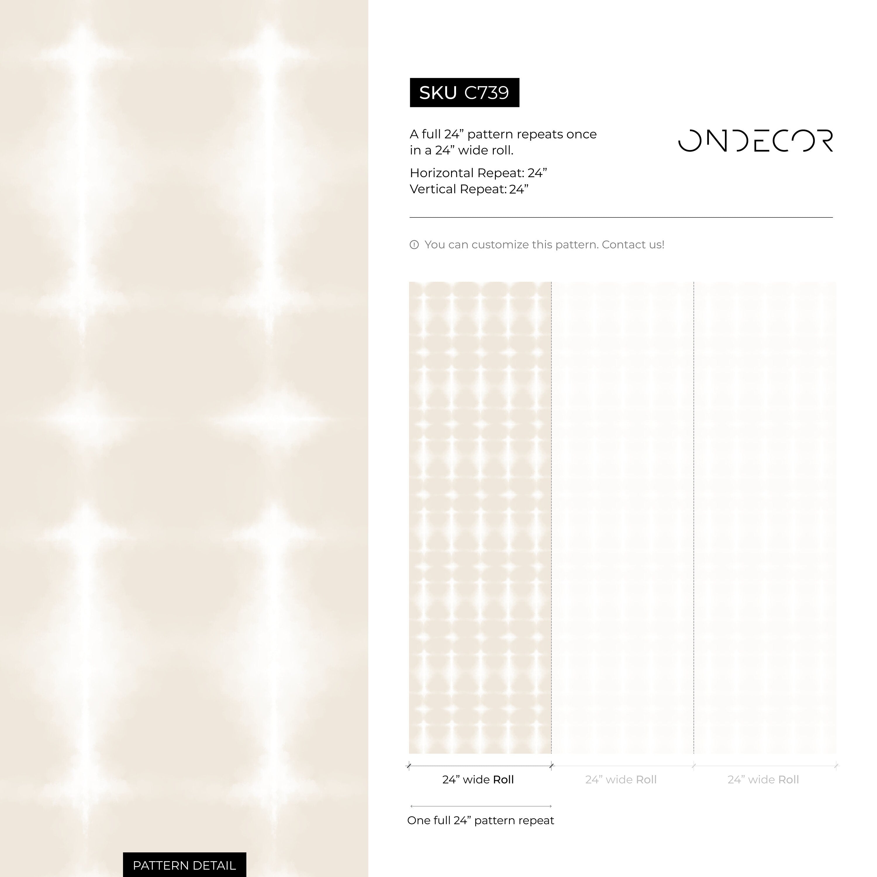 Tie Dye Wallpaper With A Soft Geometric Pattern In Beige And Off-white - C739