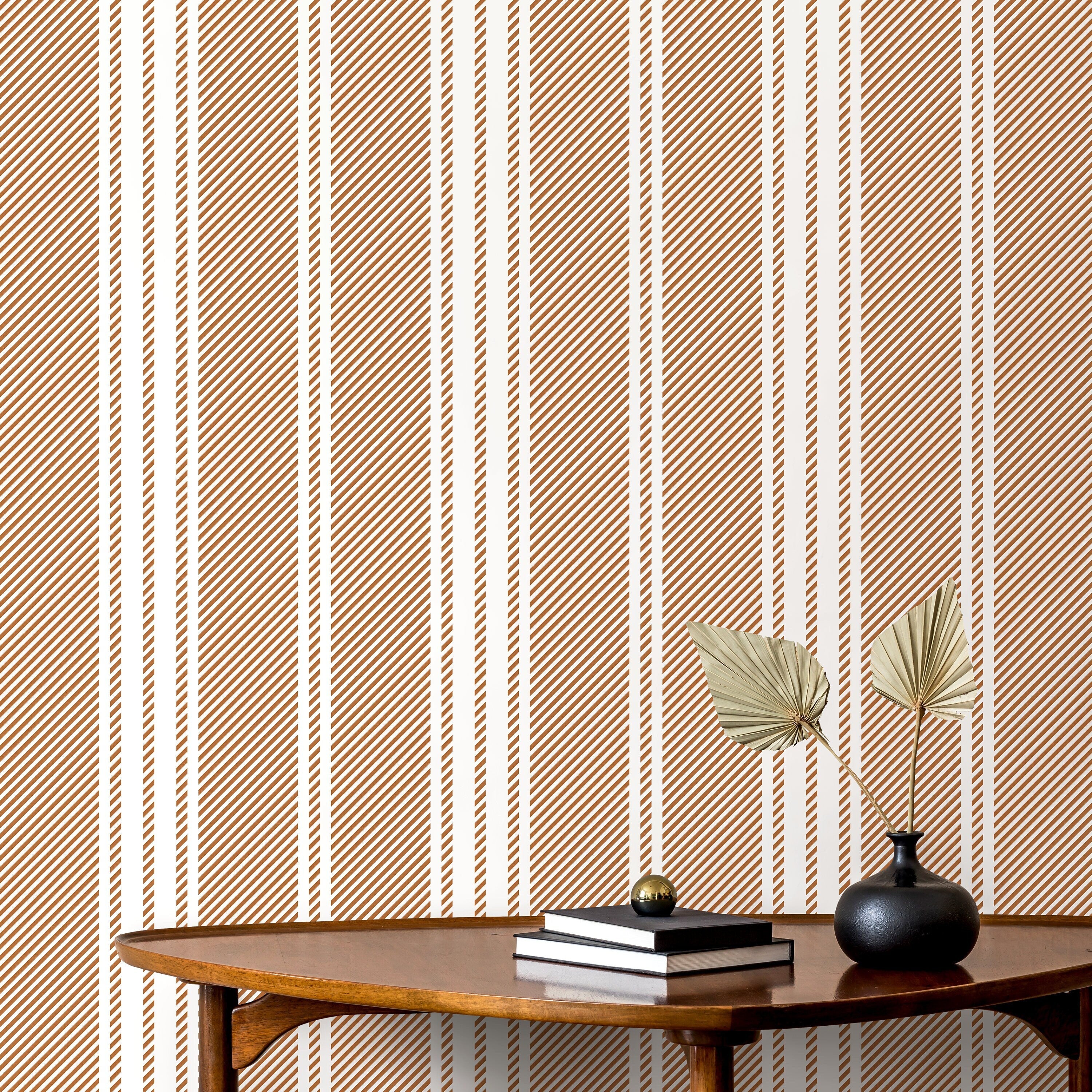Striped Wallpaper With A Diagonal Line Pattern In Orange - D783