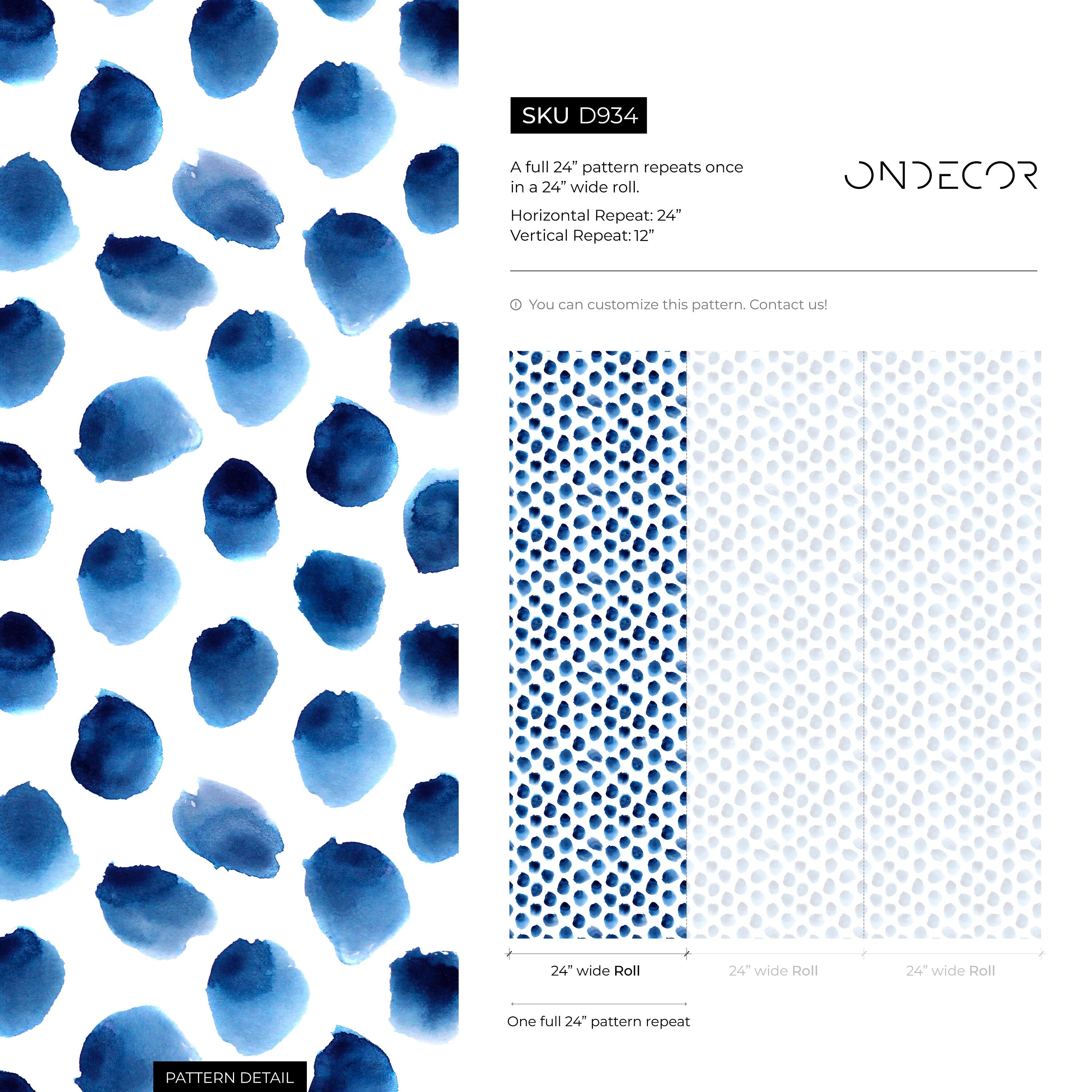 Watercolor Wallpaper Featuring Watercolor Dots In Blue - D934