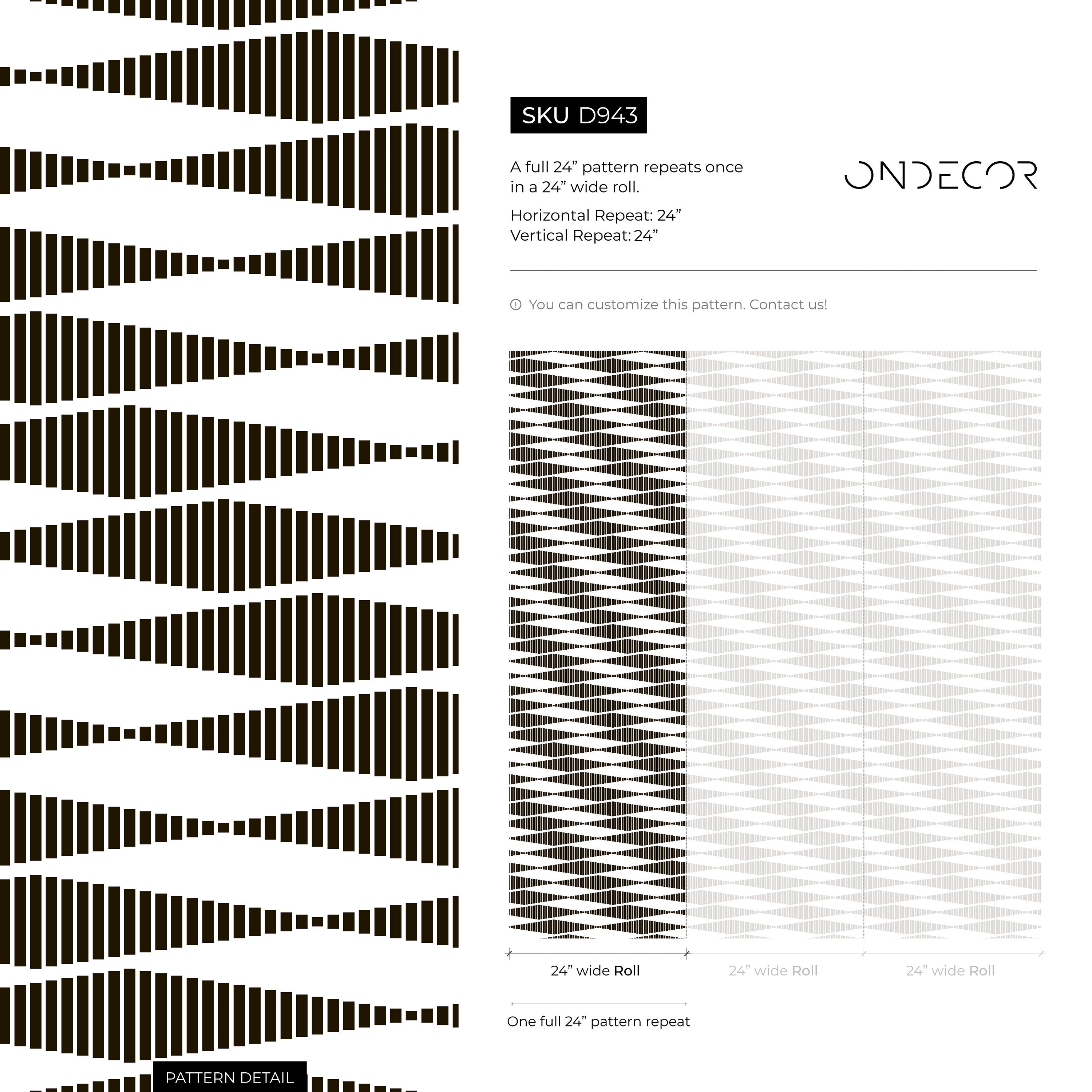 Geometric Wallpaper With An Optical Wave Motif In Black And Light Gray - D943
