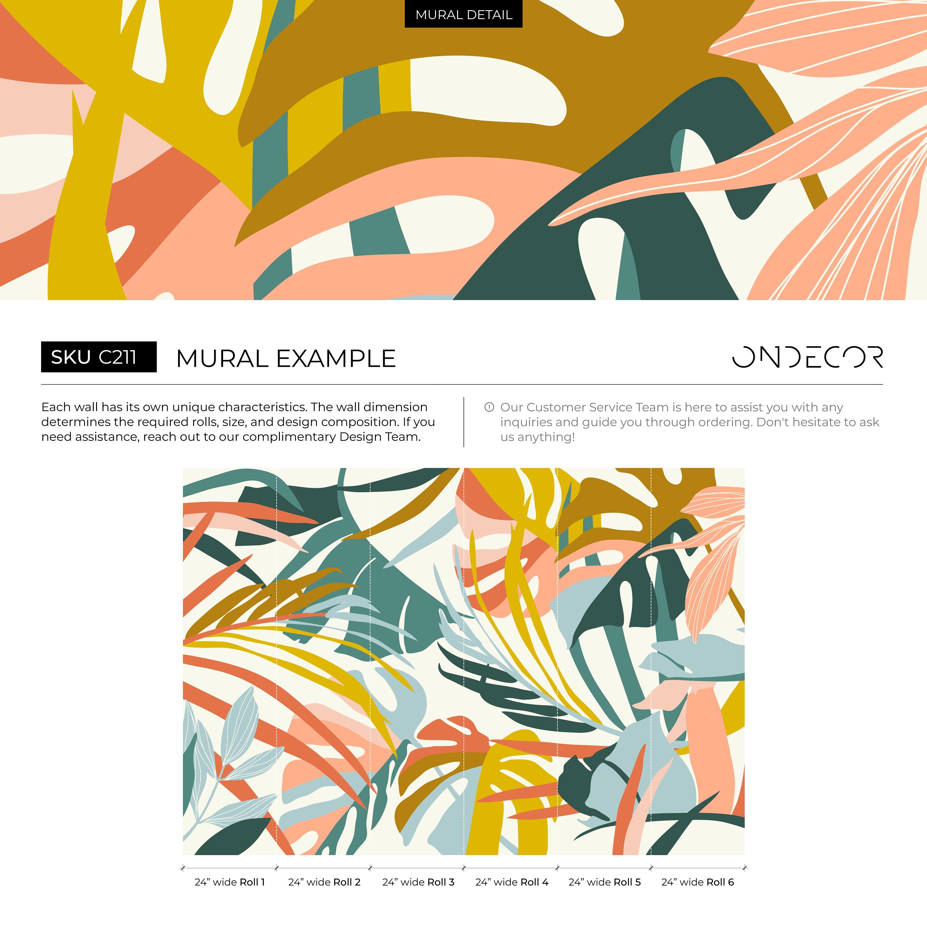 Abstract Botanical Wallpaper With Modern Tropical Leaves In Teal, Pink, And Yellow - C211