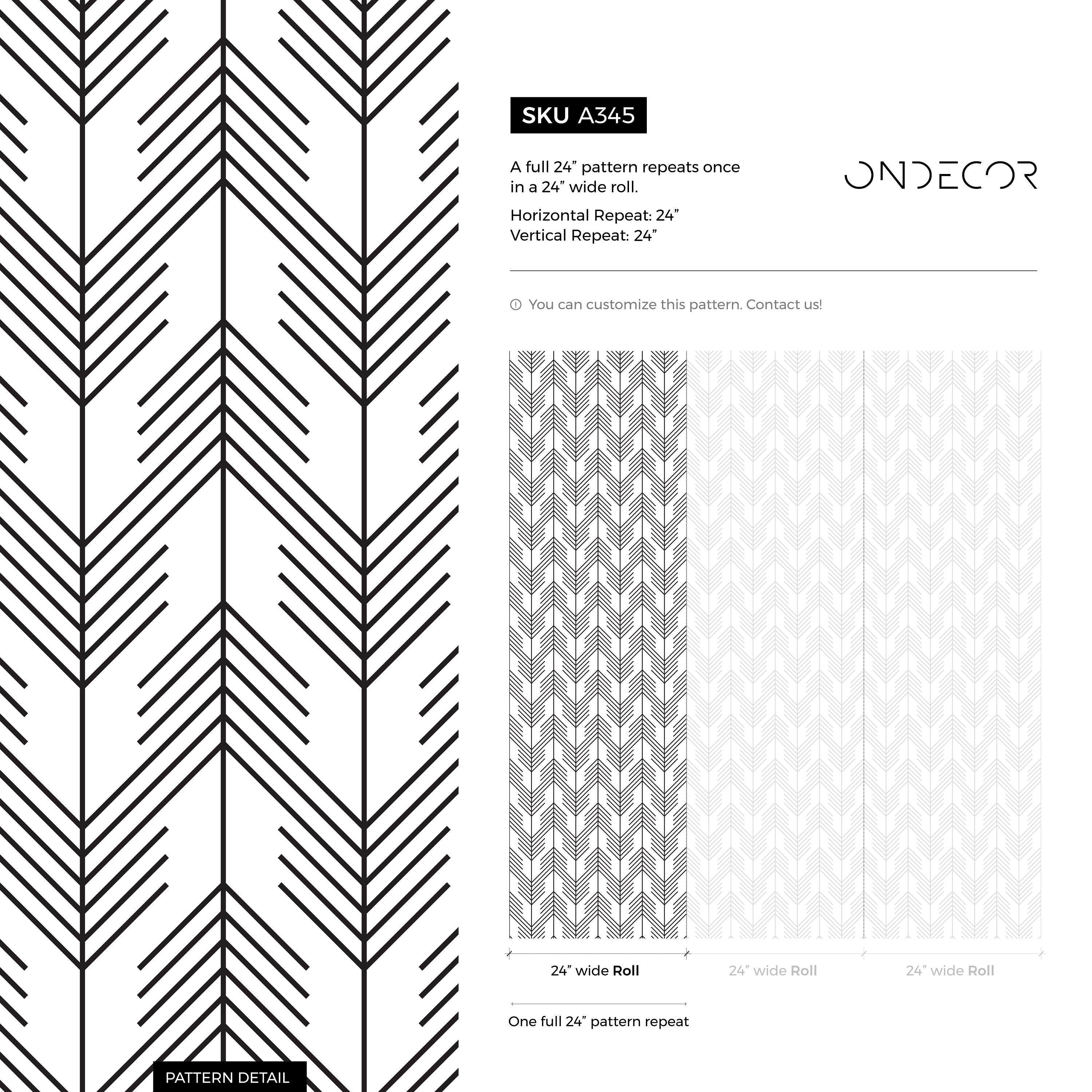 Geometric Wallpaper With A Modern Arrow Motif In Black And White - A345