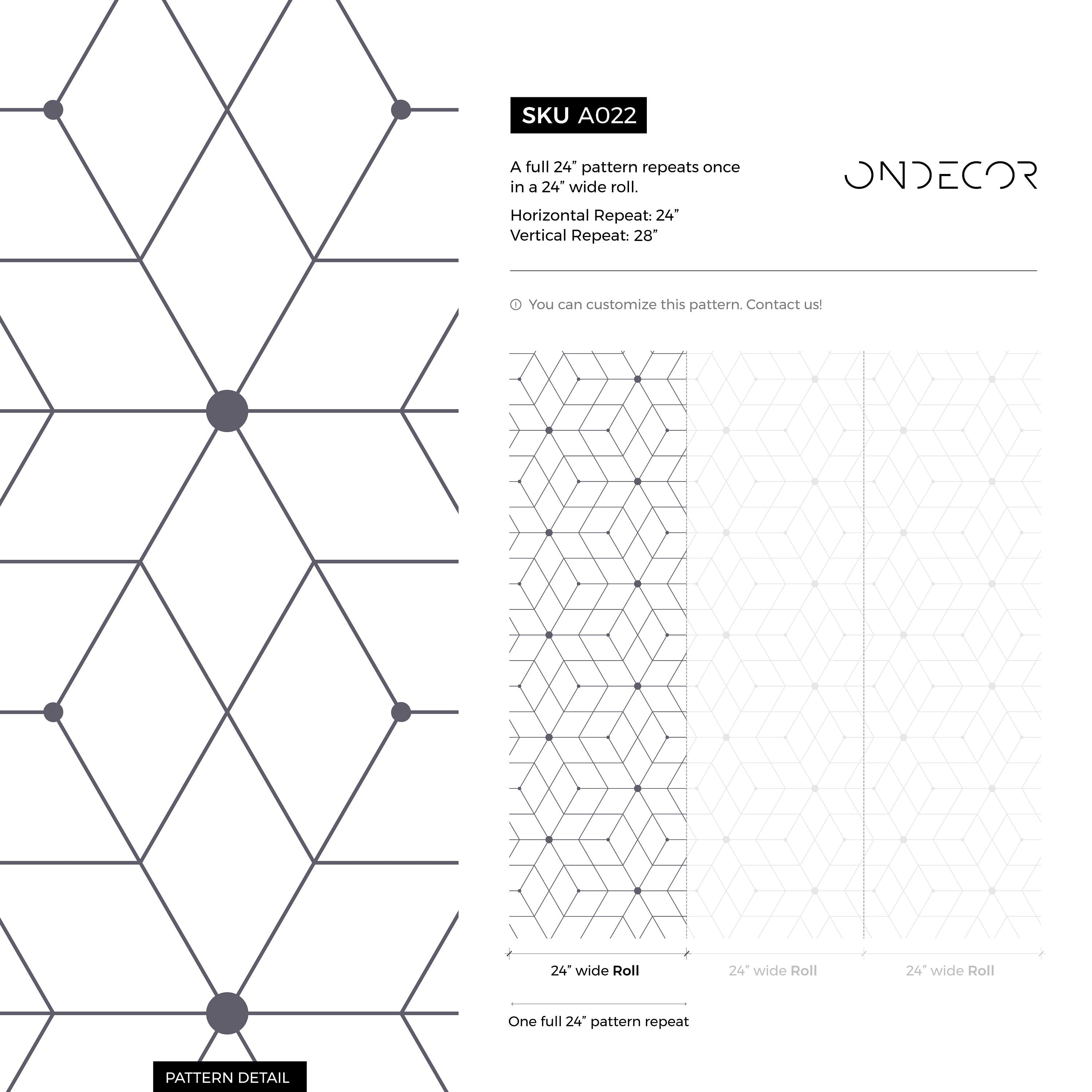 Geometric Wallpaper Featuring A Linear Cube Motif In Dark Grey - A022