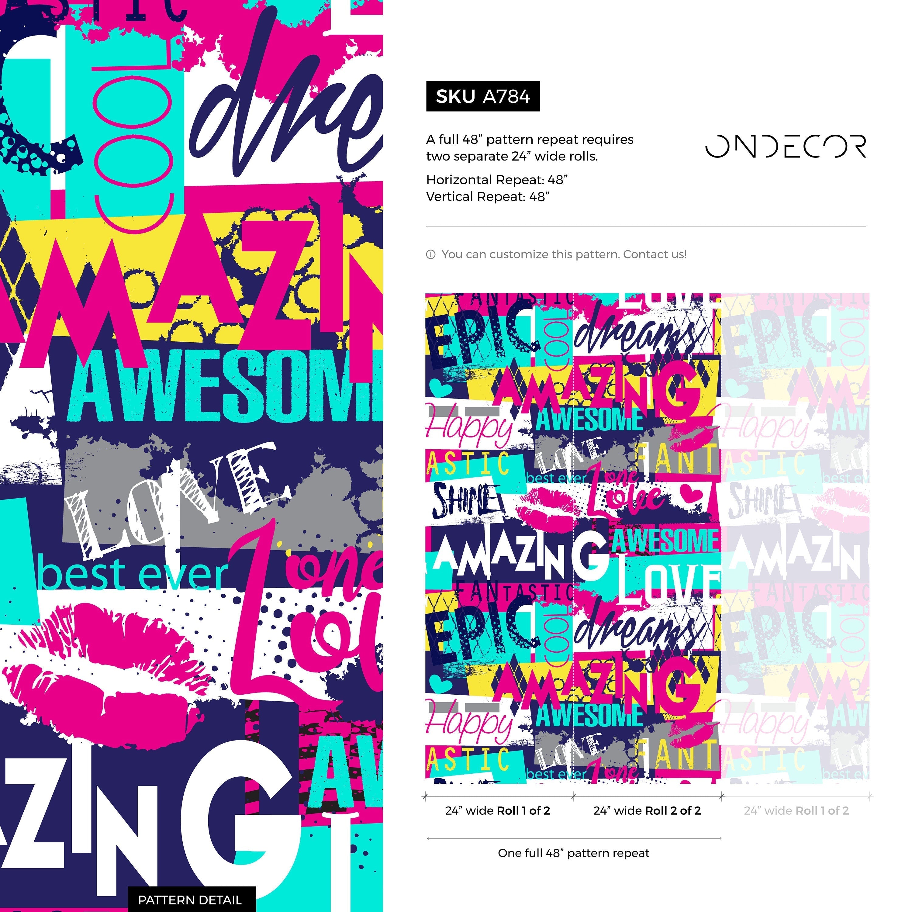 Graffiti Wallpaper With A Street Art Collage In Pink, Blue, And Yellow - A784