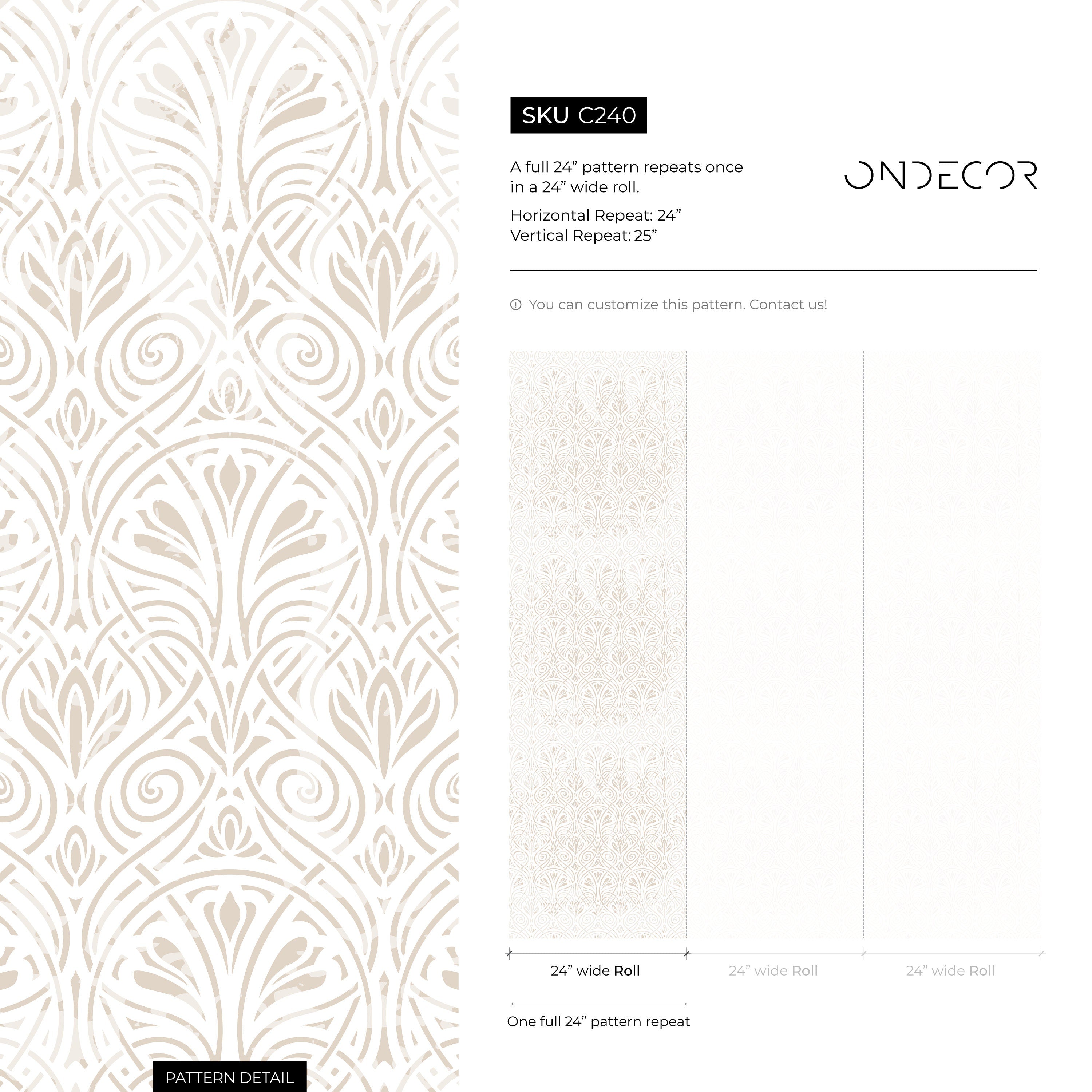 Art Nouveau Wallpaper With An Elegant Fan Motif In Beige - C240