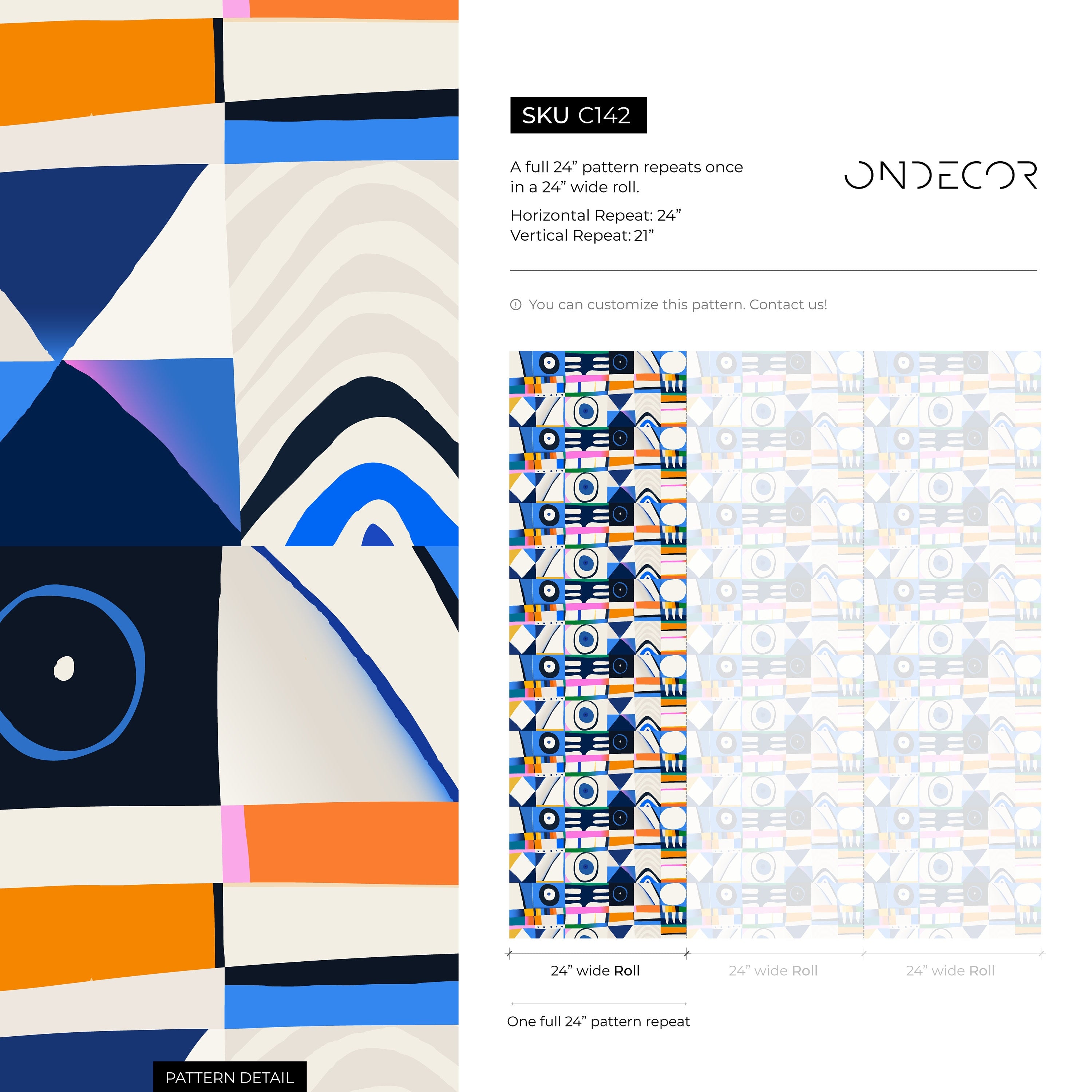 Abstract Wallpaper With A Collage Of Geometric Shapes In Blue, Orange, And Pink - C142