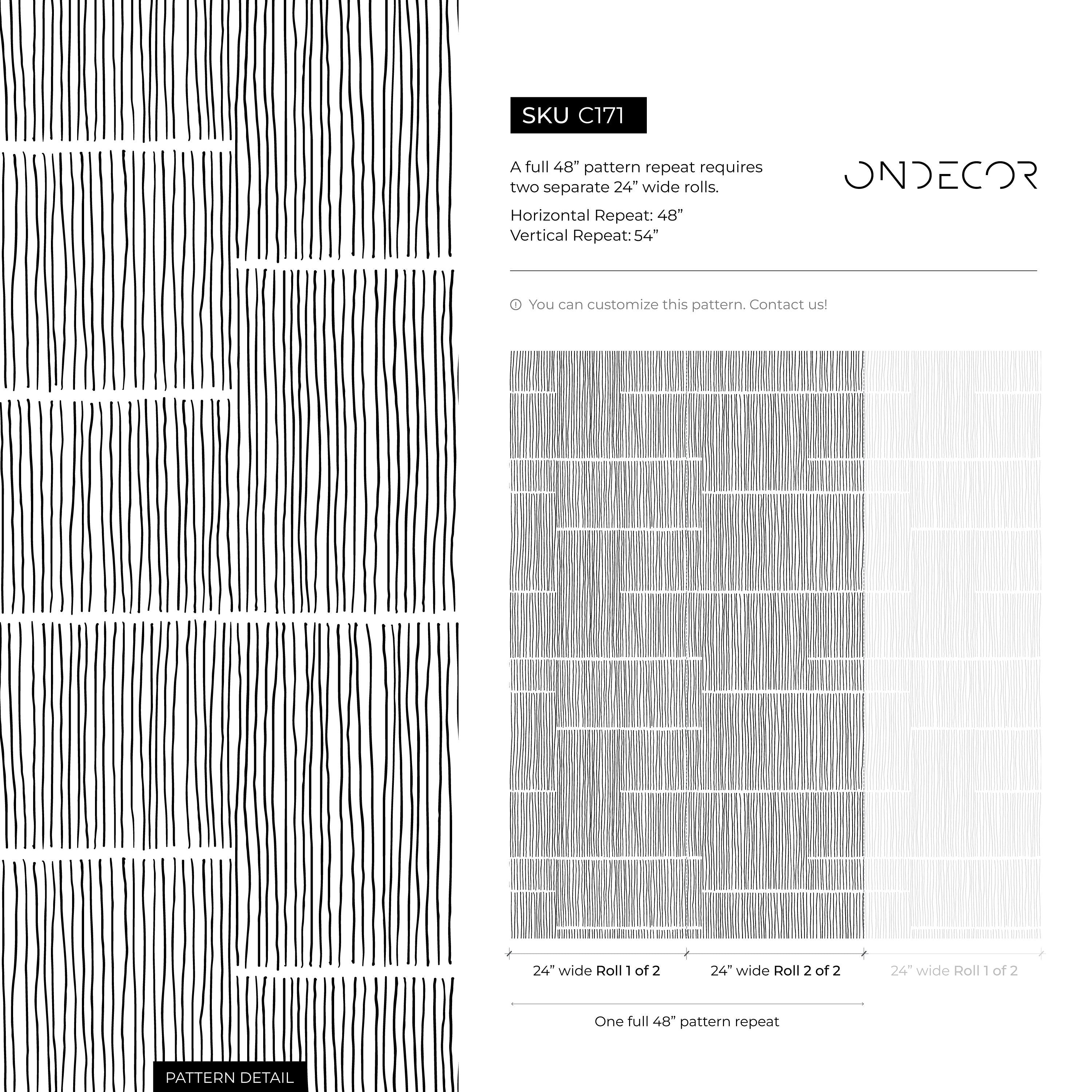 Abstract Wallpaper With Hand-drawn Vertical Lines In Black And White - C171