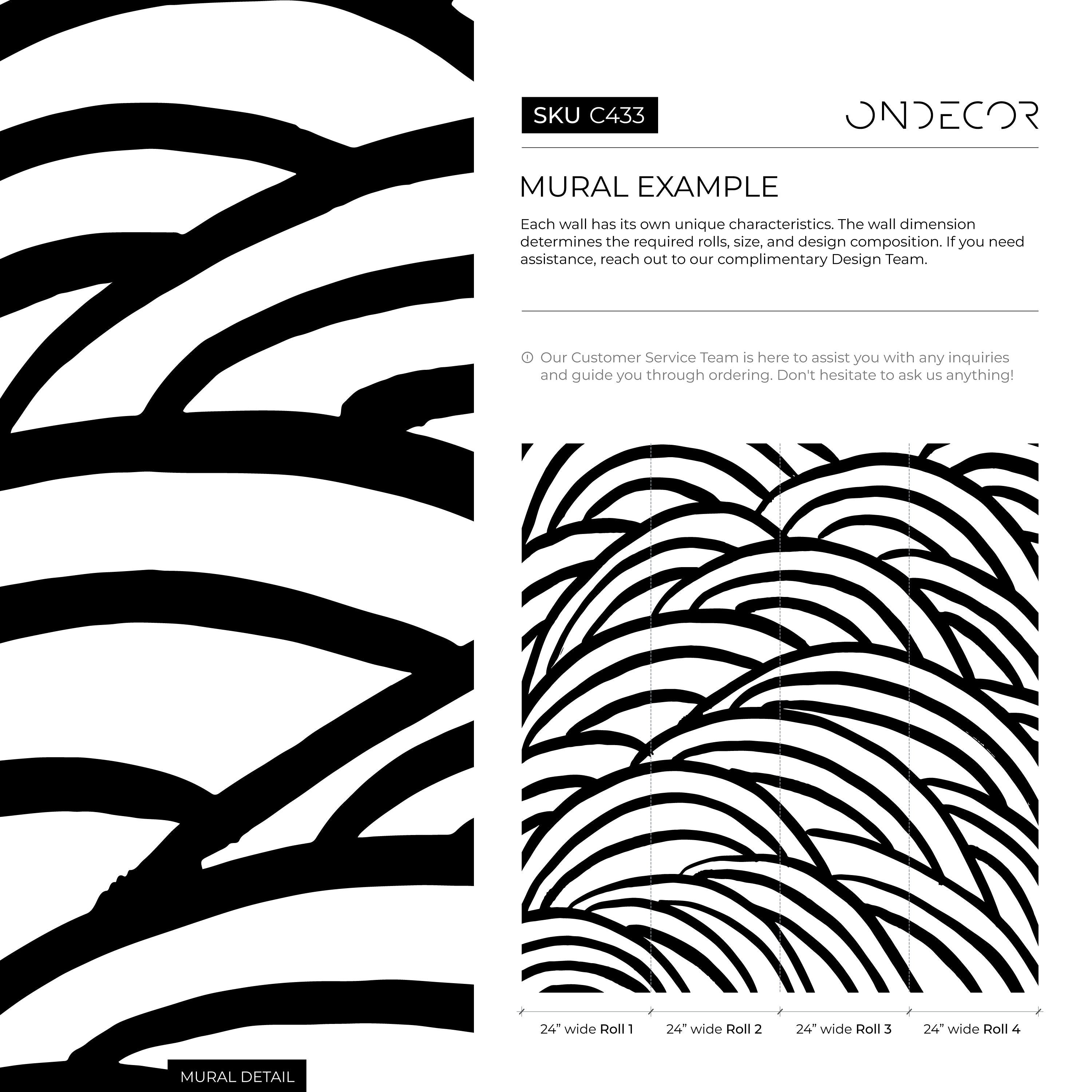Abstract Wallpaper With Bold Wavy Brushstrokes In Black And White - C433