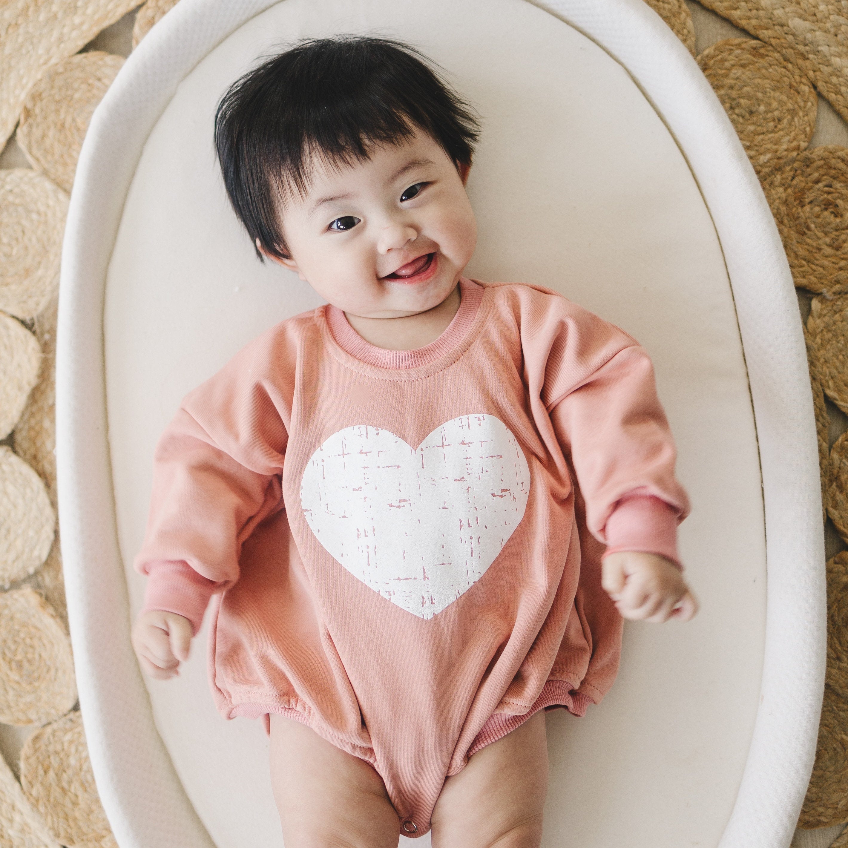 Distressed Heart Sweatshirt Romper - More Colors