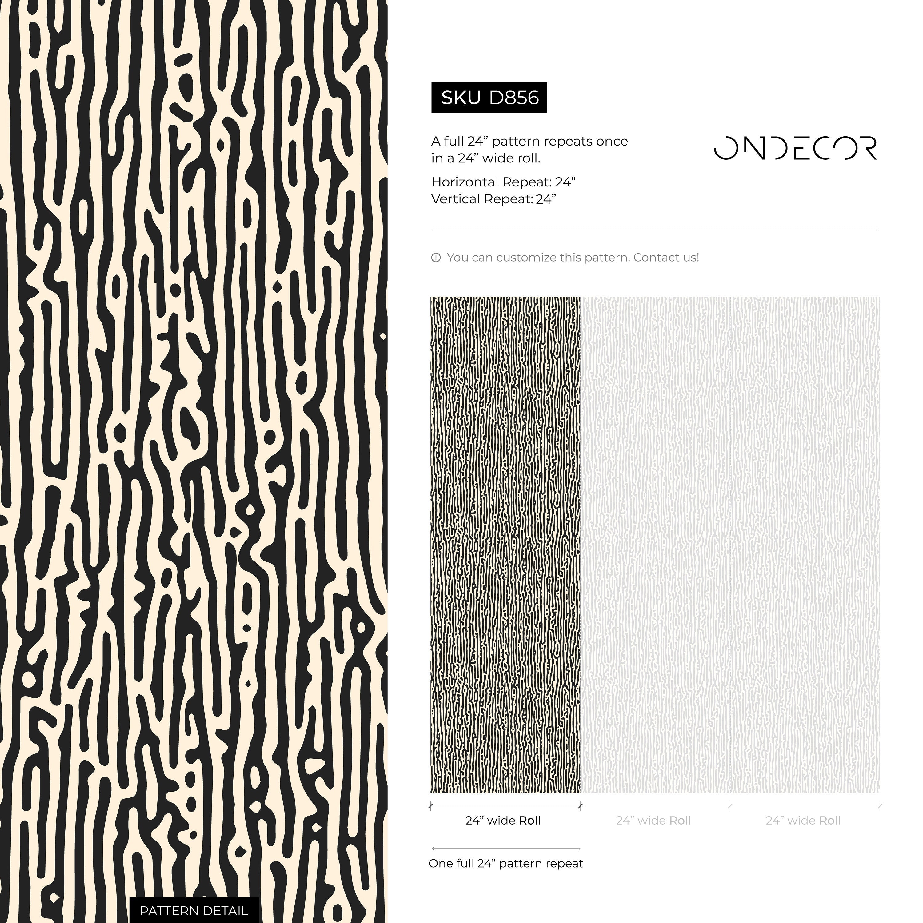 Abstract Wallpaper With An Organic Wavy Line Motif In Black And White - D856
