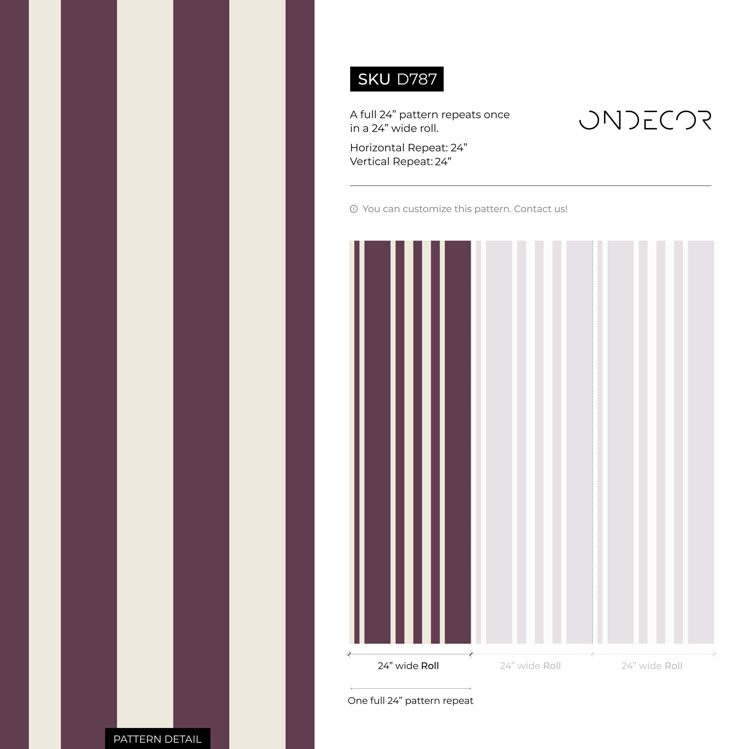 Striped Wallpaper With Vertical Lines In Purple And Cream - D787