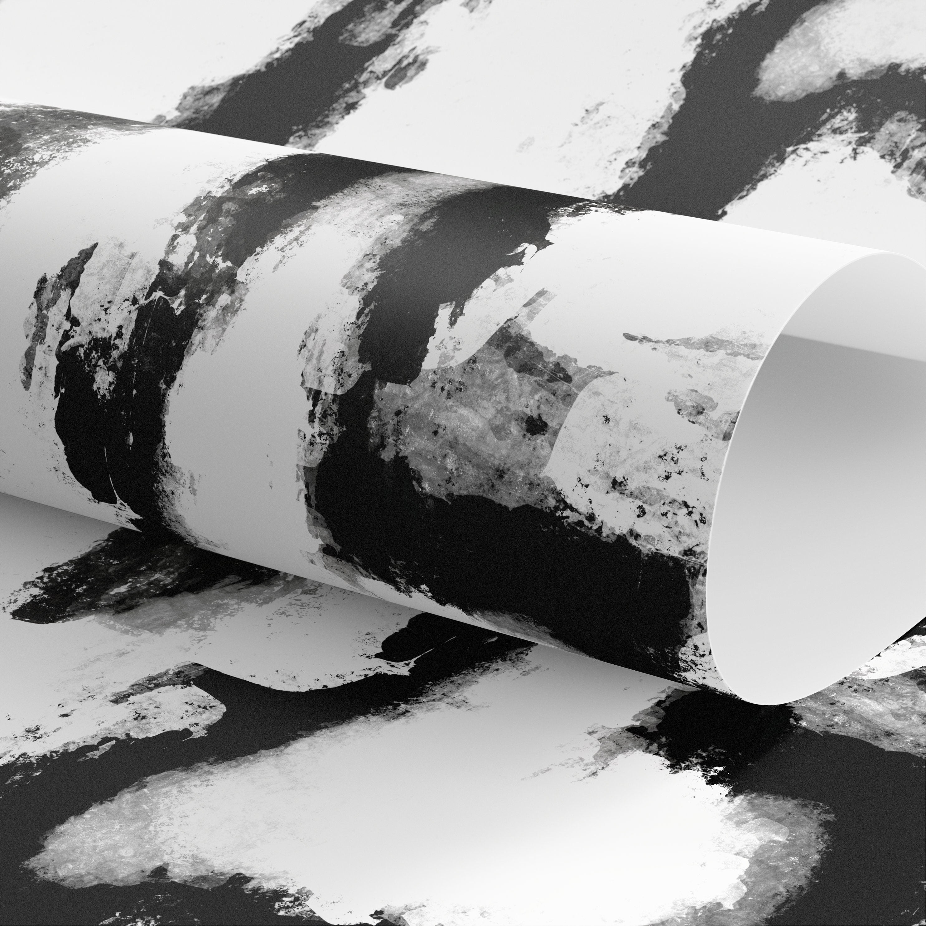 Abstract Wallpaper With A Bold Brushstroke Motif In Black And White - X111