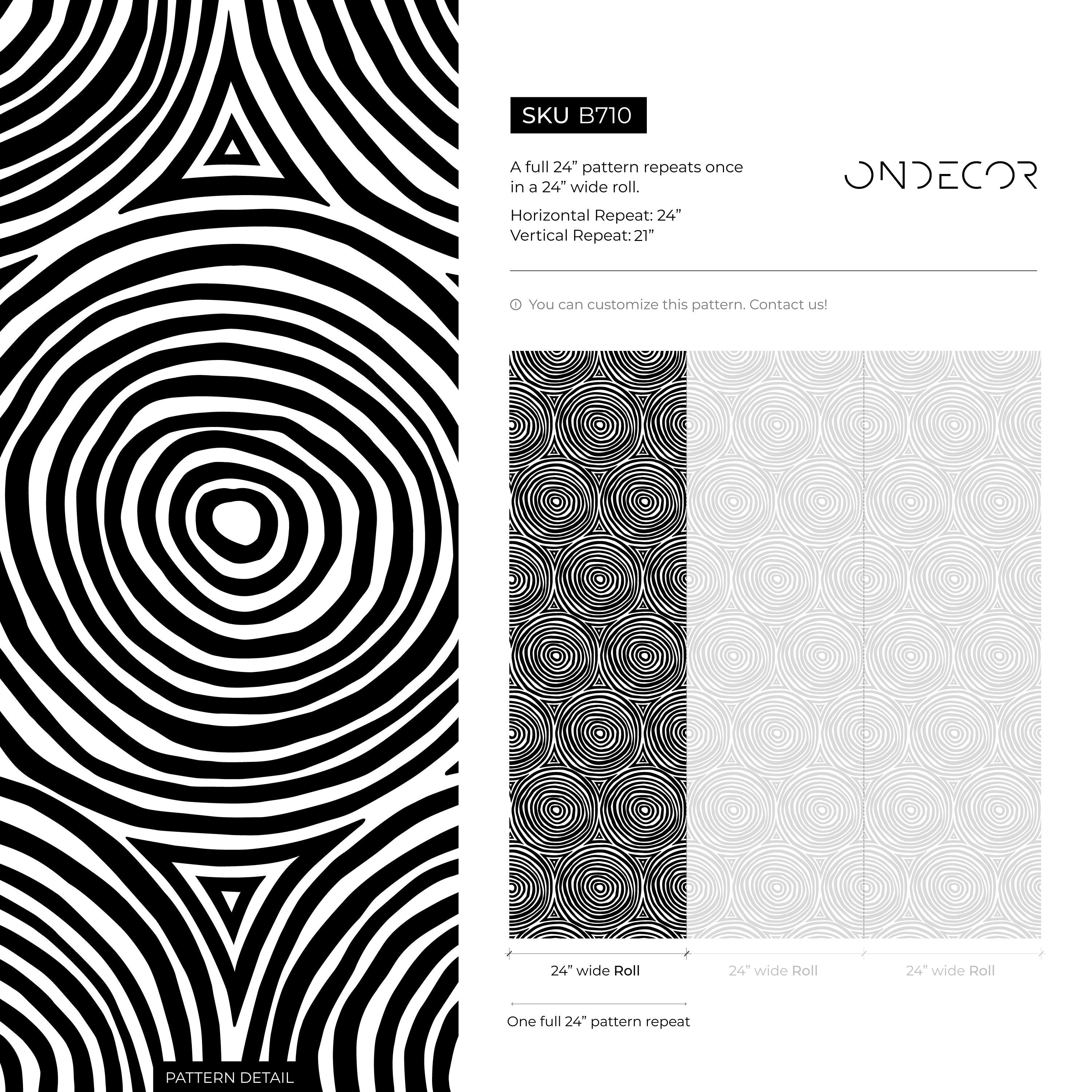 Geometric Wallpaper Featuring Concentric Circles In Black And White - B710