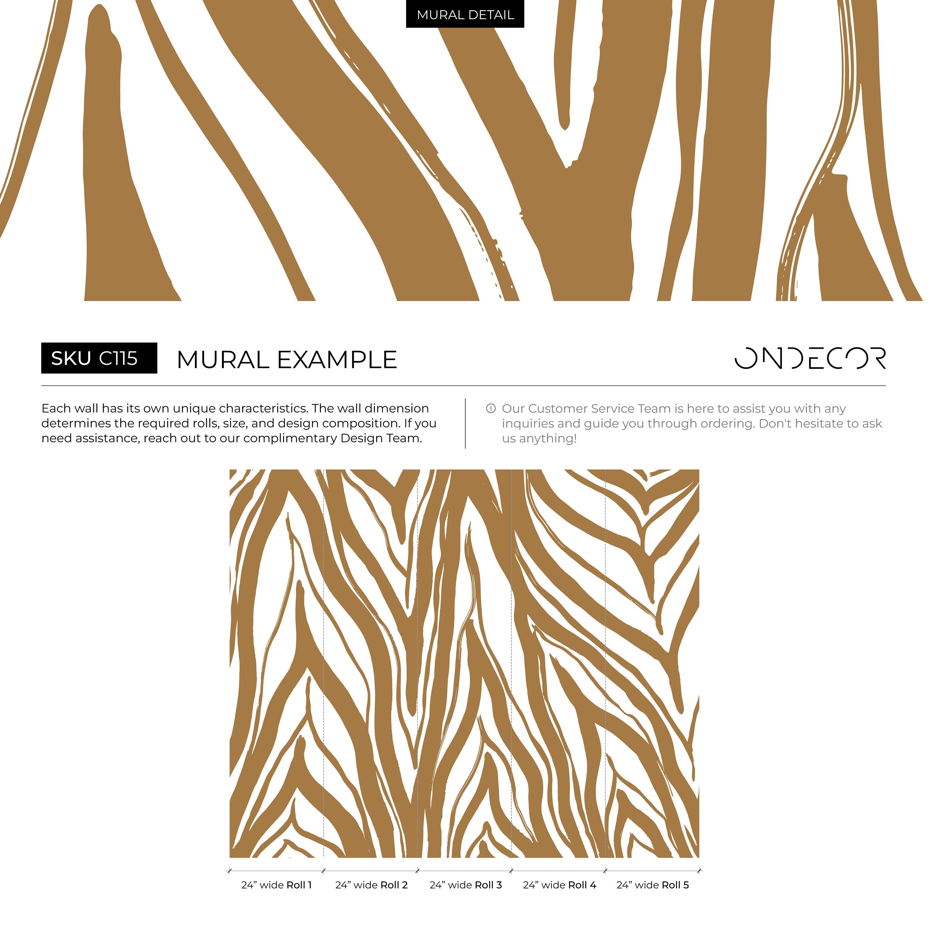 Abstract Wallpaper With Bold Brushstroke Stripes In Brown And White - C115