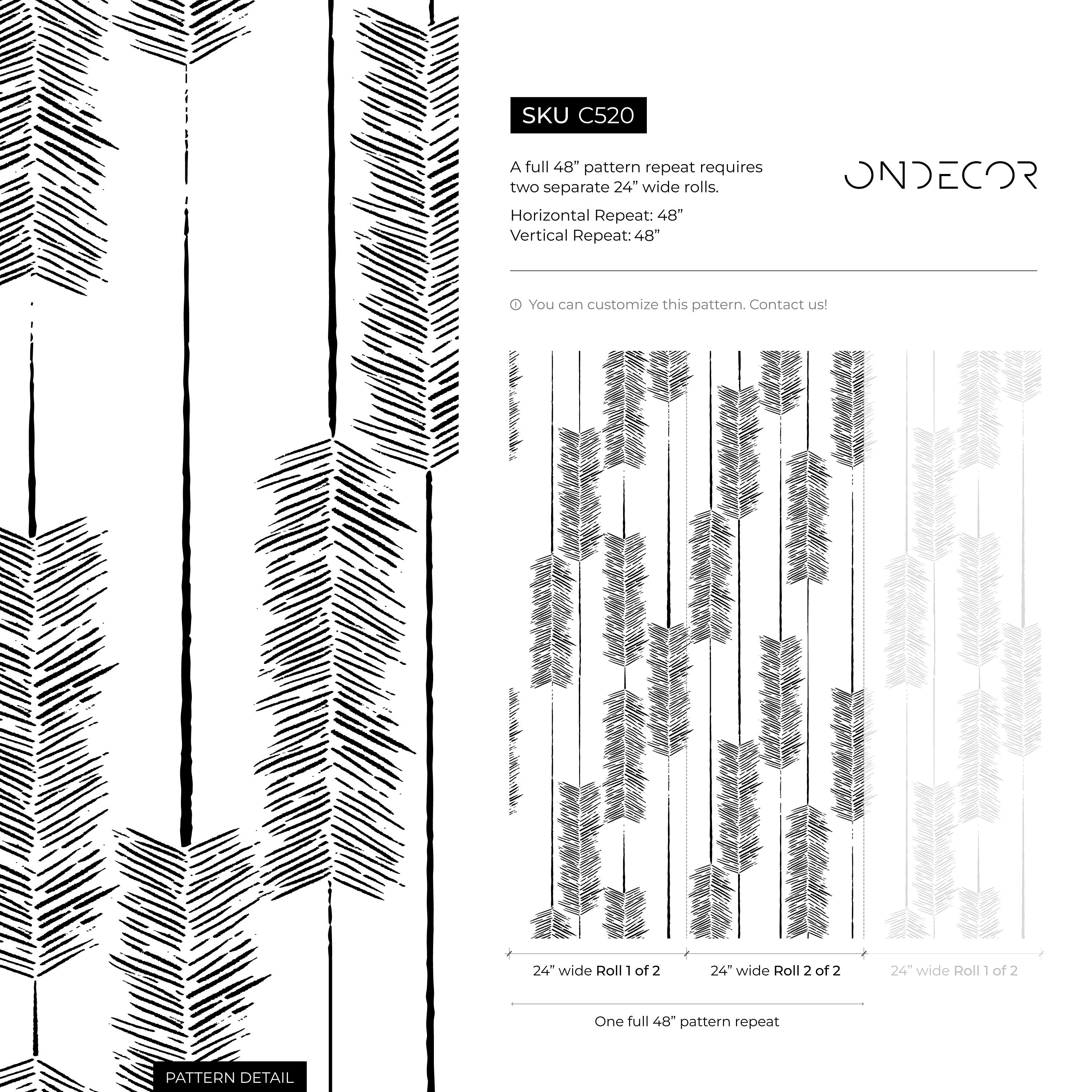 Boho Wallpaper With An Abstract Arrow Motif In Black And White - C520