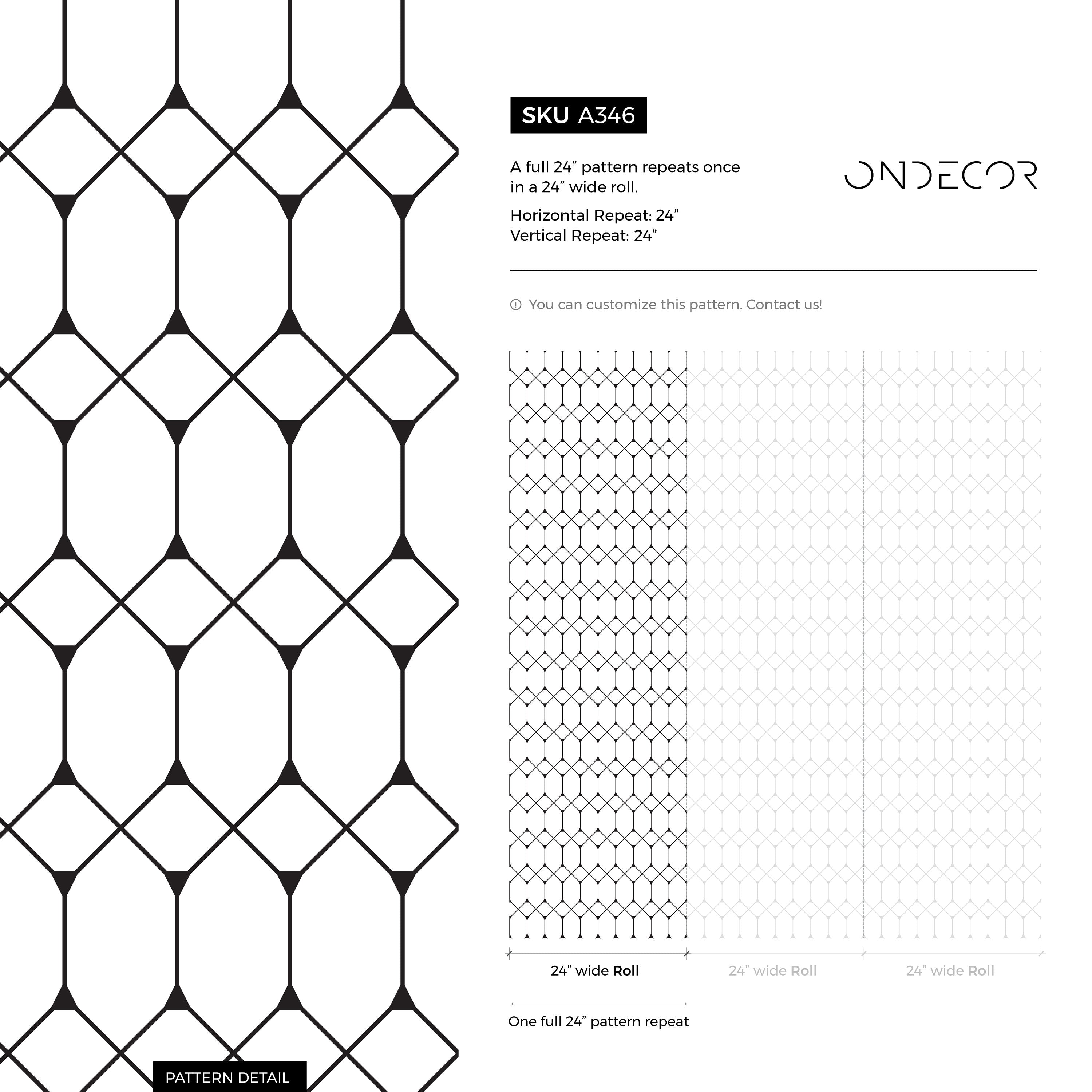 Geometric Wallpaper With A Minimalist Octagon Lattice In Black And White - A346