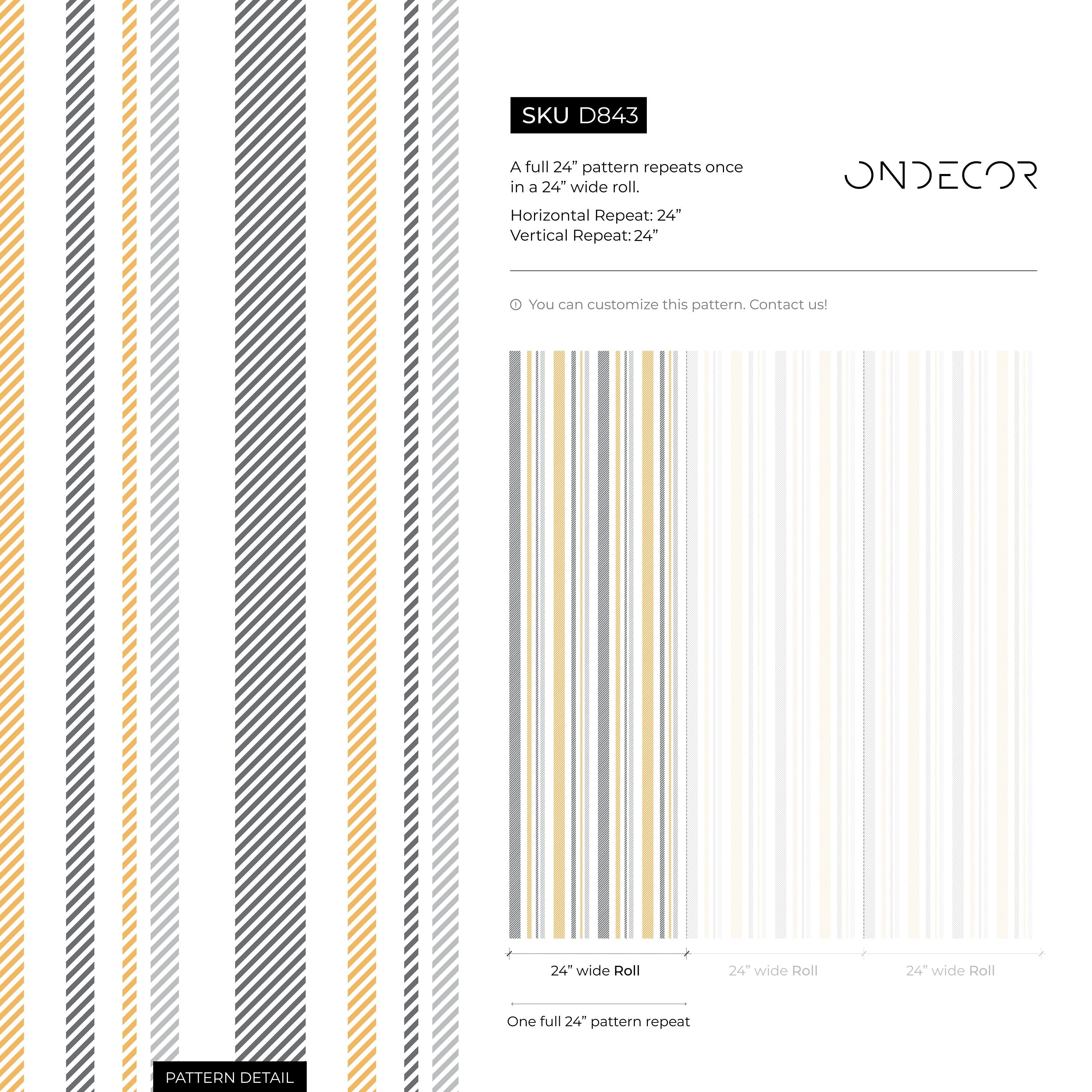 Striped Wallpaper Featuring Textured Stripes In Yellow And Grey - D843