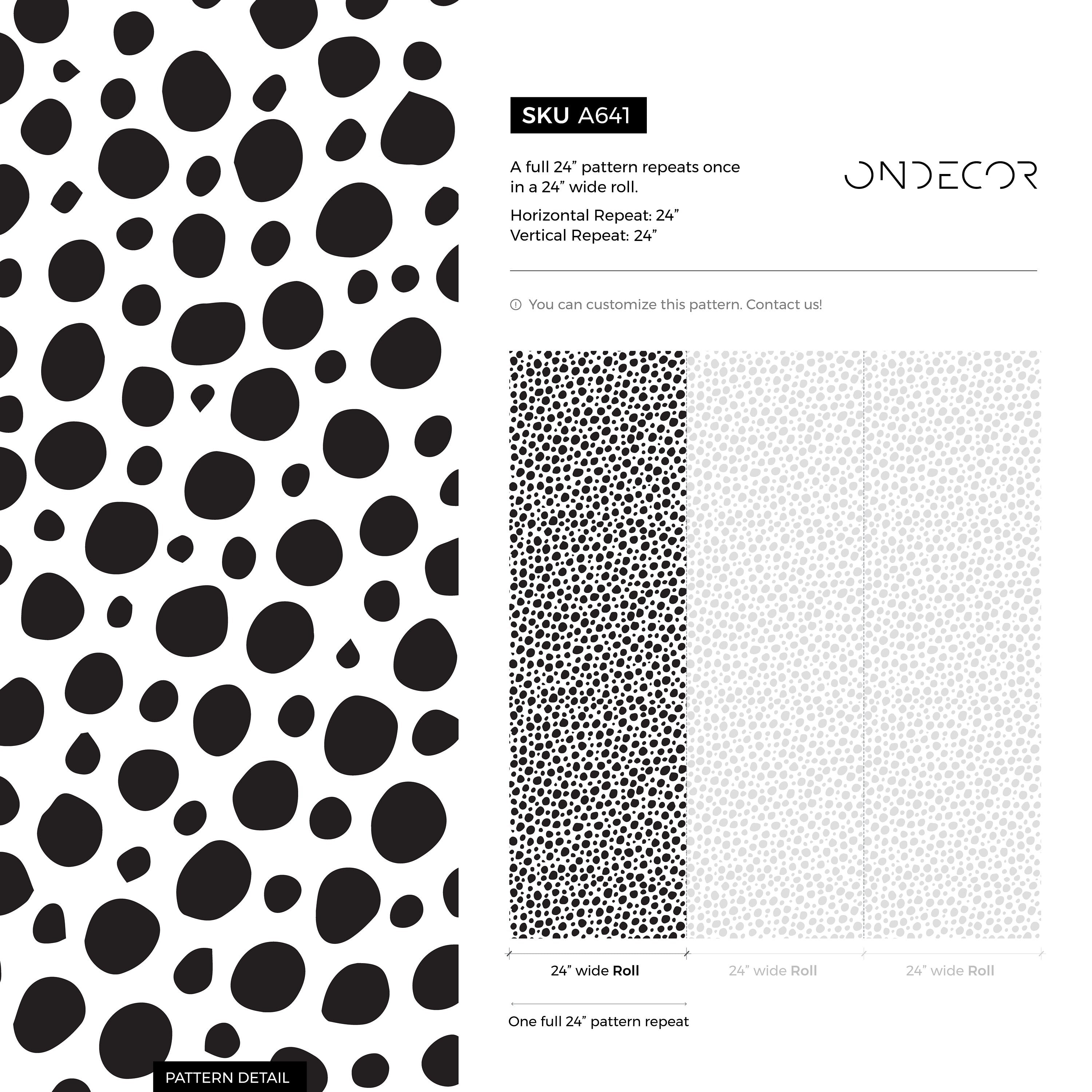 Animal Print Wallpaper With An Abstract Dalmatian Motif In Black And White - A641