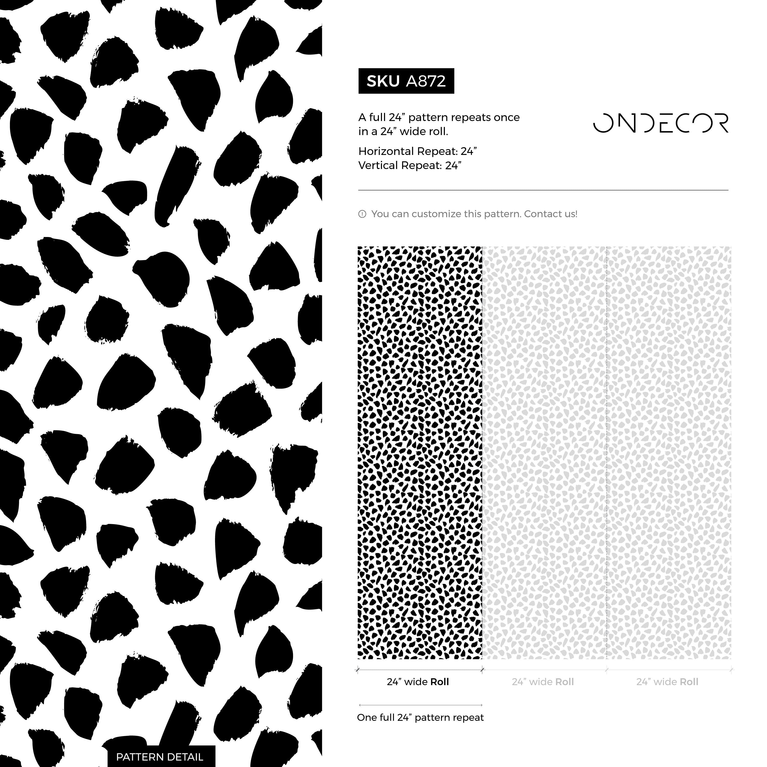 Animal Print Wallpaper With Dalmatian Inspired Spots In Black And White - A872